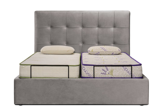 Pat reglabil electric, tapițat, Electra, 160x200, gri deschis - Outlet