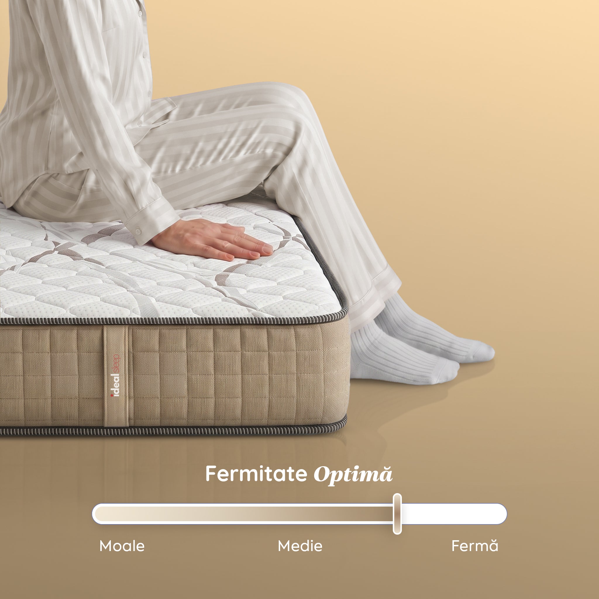 Saltea Ideal Sleep HOTEL SERIES LUX, superortopedică, cu spumă poliuretanică și arcuri, husă cu aerisire optimă, Grosime 25 cm - Prestige Home