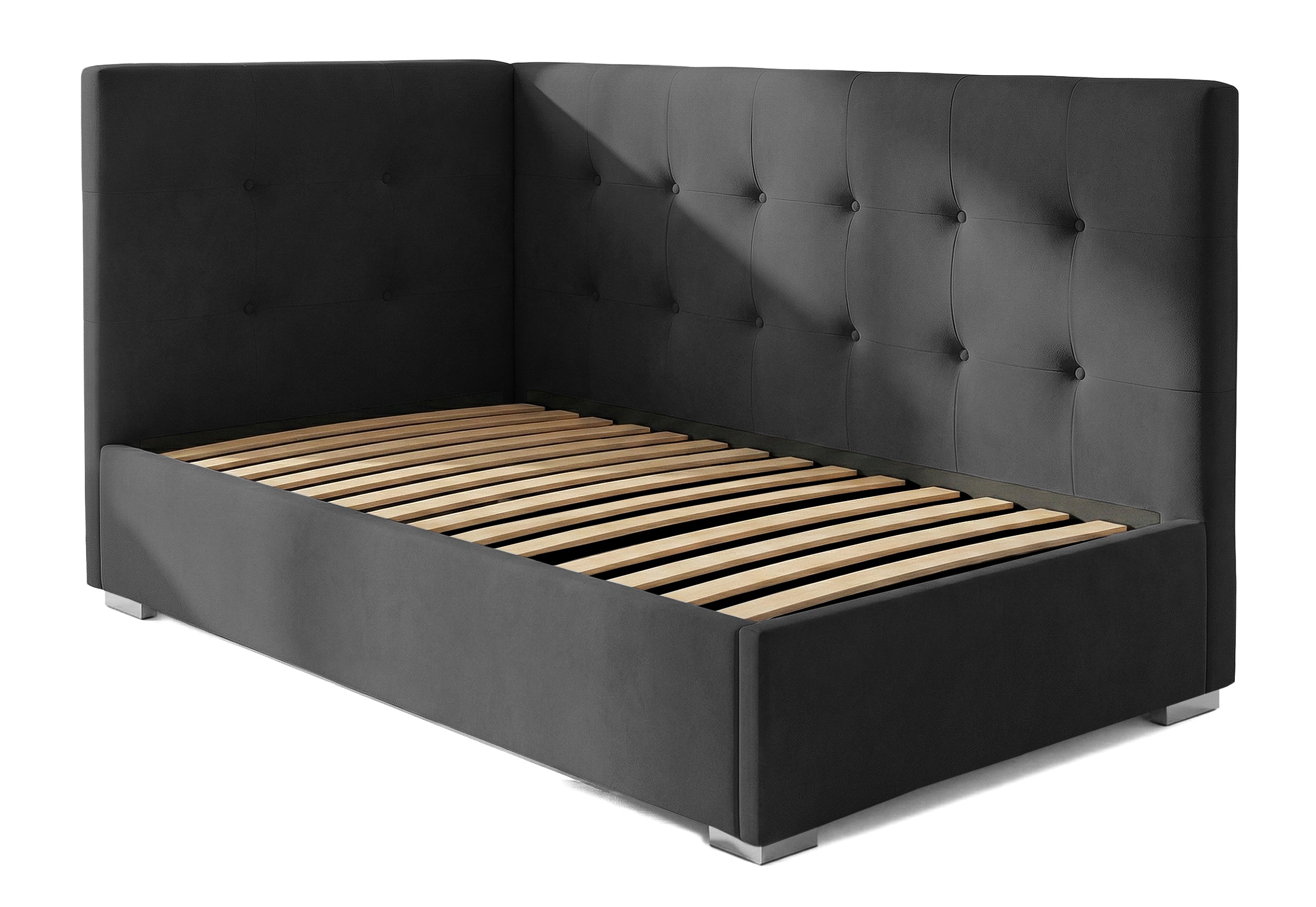 Pat Tapițat Lille de colț, cu somieră rabatabilă și ladă depozitare, #color_Swing-Antracit