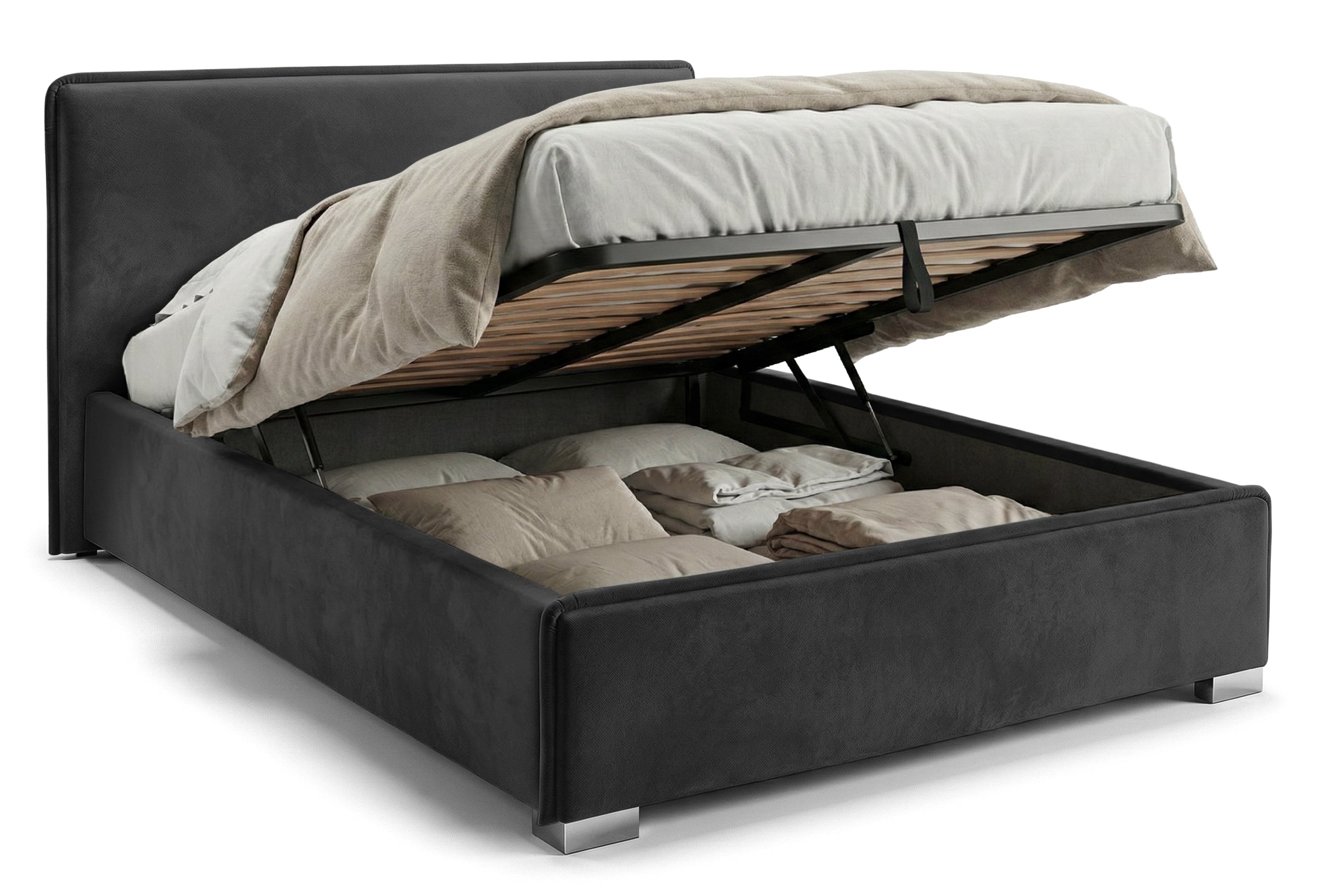 Pat Tapitat Nice, cu Lada Rabatabil, Velur-Verde-Smarald, Prestigehome.ro, Prestige, #Color_swing-antracit