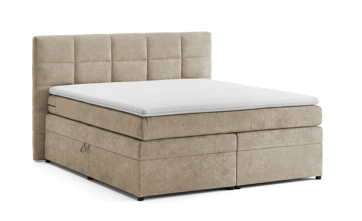 Pat Boxspring Gibson, cu lada de depozitare, Bej, Prestigehome.ro, Prestige, #Color_Bej-Enjoy