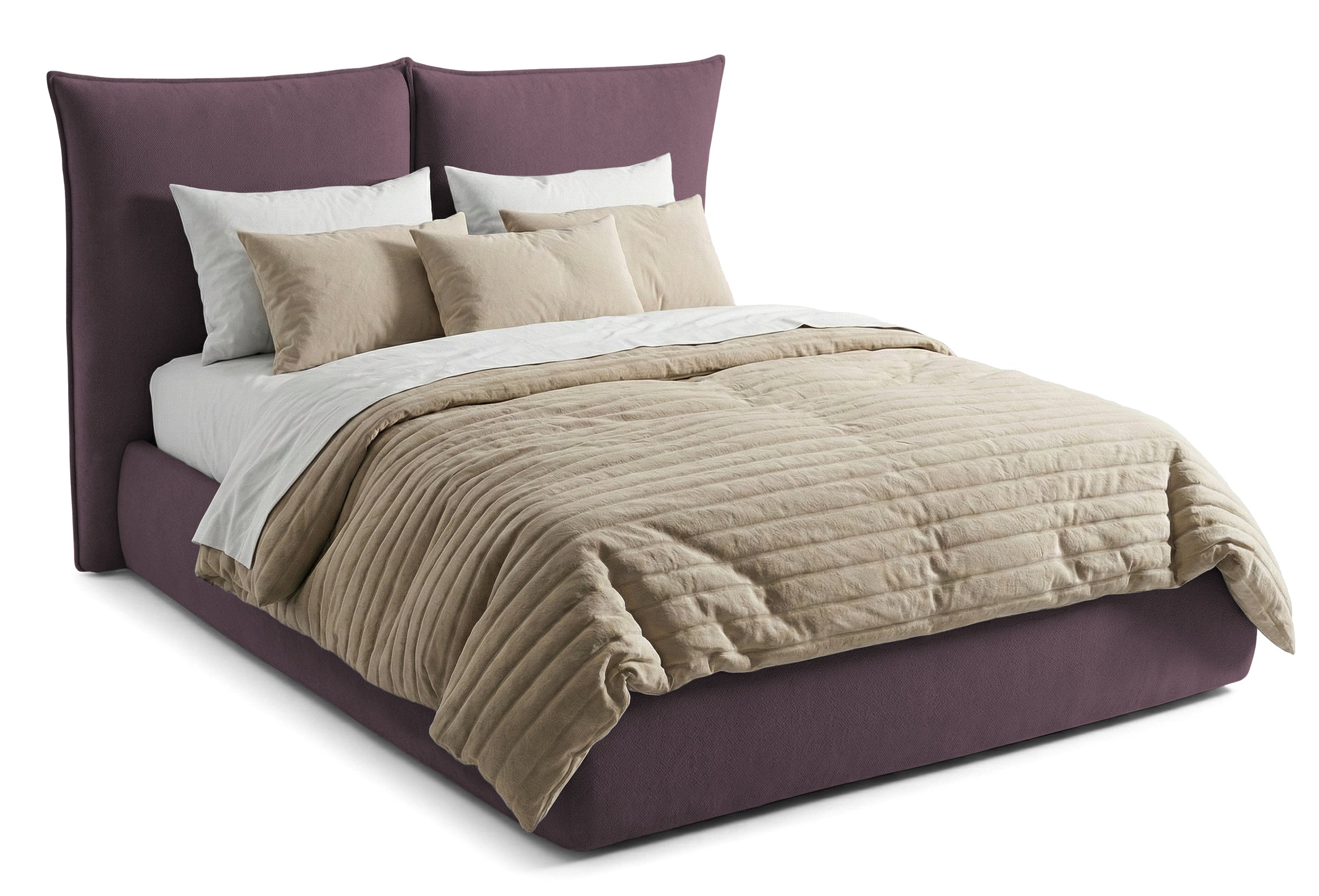 Pat Tapițat Rossi, cu somieră fixă și tăblie înaltă, violet, #color_Violet-Loft