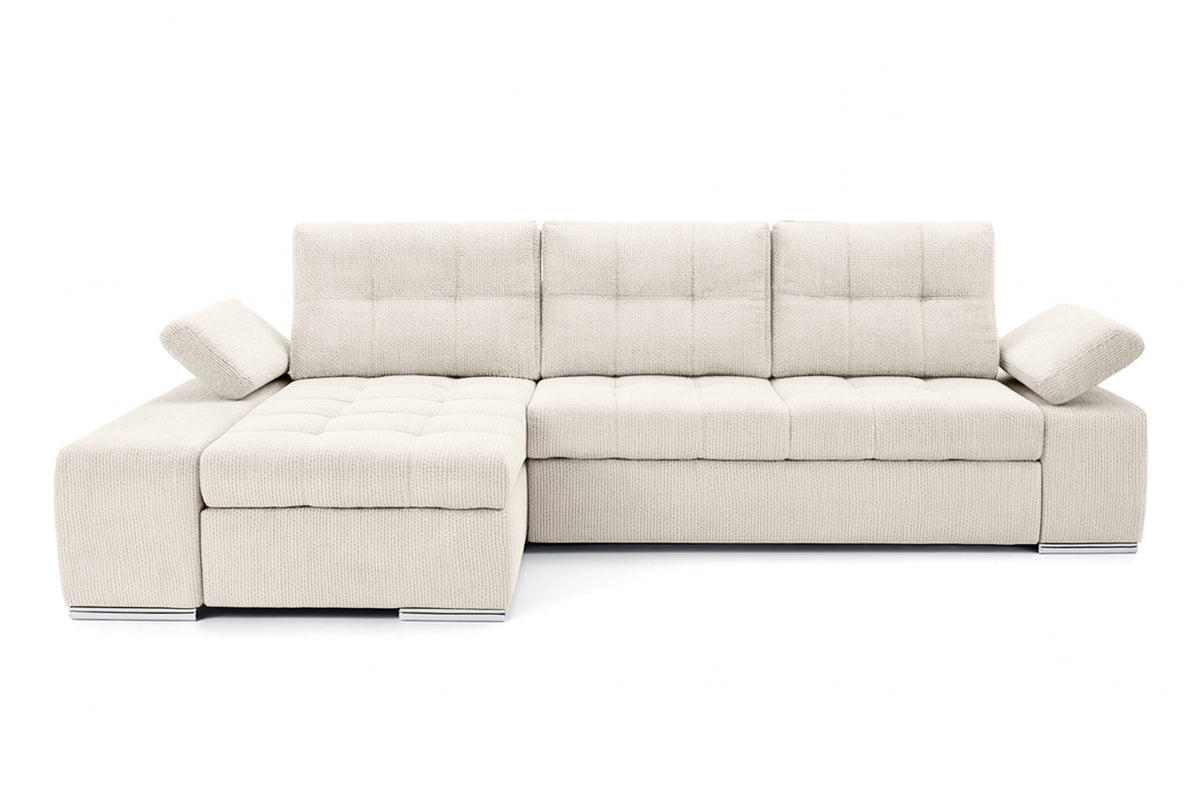 Colțar Extensibil VENETIA, cu ladă de depozitare, variante stânga/dreapta 290x170x80 cm, #color_Crem-Memphis