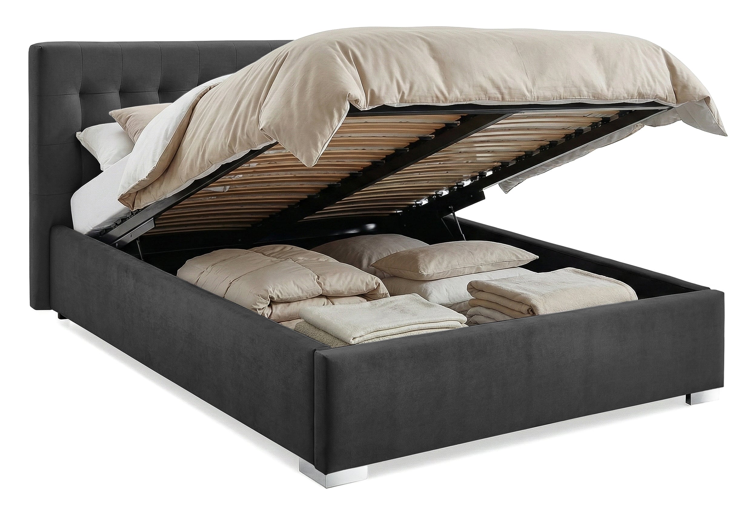 Pat Tapitat Strasbourg, cu Lada Rabatabil, Velur-Menta, Prestigehome.ro, Prestige, #Color_swing-antracit