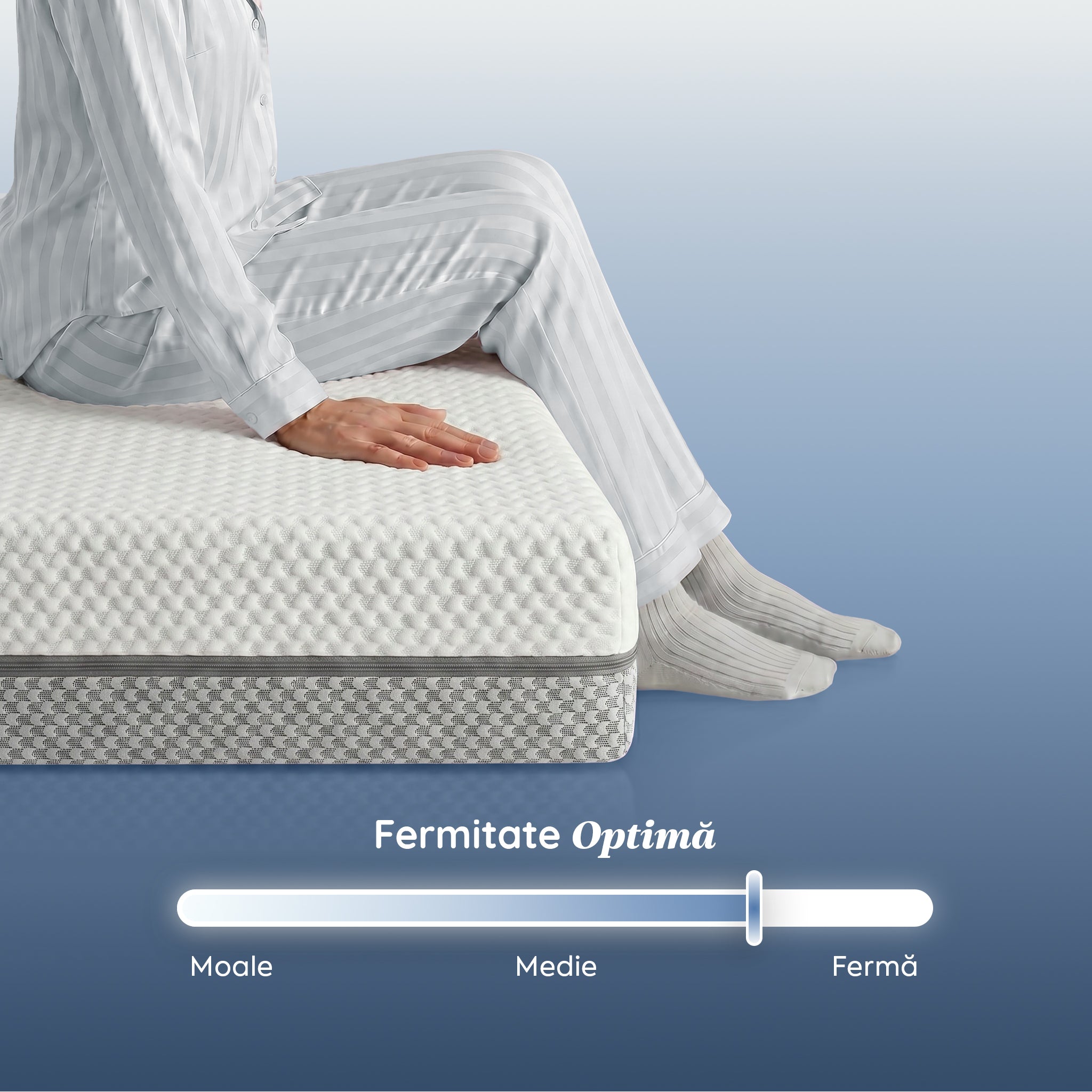Saltea Ideal Sleep PERFECT COMFORT 4 in 1, spumă poliuretanica de susținere, spumă High Resilience, spumă cu memorie, husă detașabilă și lavabilă, superortopedică, Grosime 22 cm