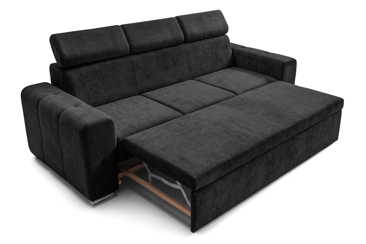 Canapea Extensibila 3 locuri BELLAGIO, cu tetiere, 235x95x85 cm - Prestigehome.ro - Canapea 3 Locuri - Prestige - #color_negru-enjoy