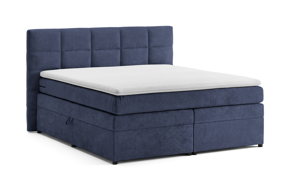 Pat Boxspring Gibson, cu lada de depozitare, Albastru Inchis, Prestigehome.ro, Prestige, #Color_Albastru-Inchis-Enjoy