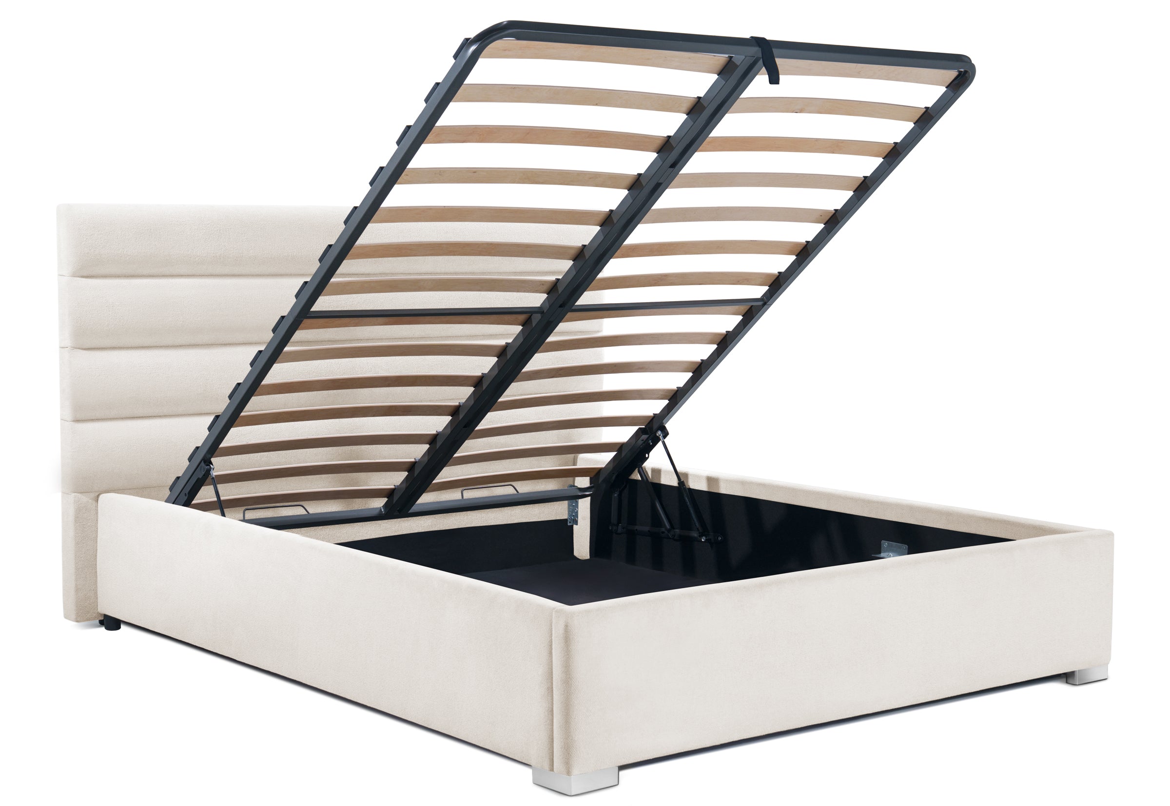 Pat Tapițat DIESIS , cu somieră rabatabilă și ladă de depozitare, #color_Ivoar-Mystery