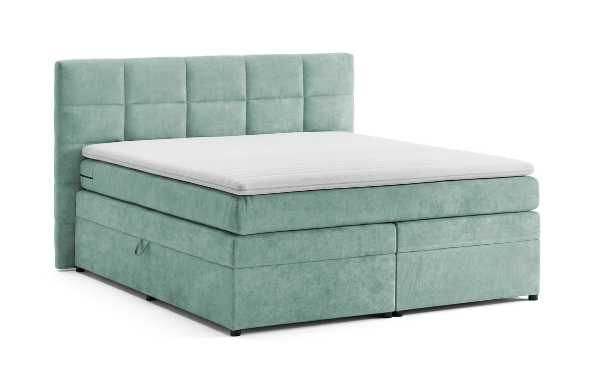 Pat Boxspring Gibson, cu lada de depozitare, Menta, Prestigehome.ro, Prestige, #Color_Menta-Enjoy