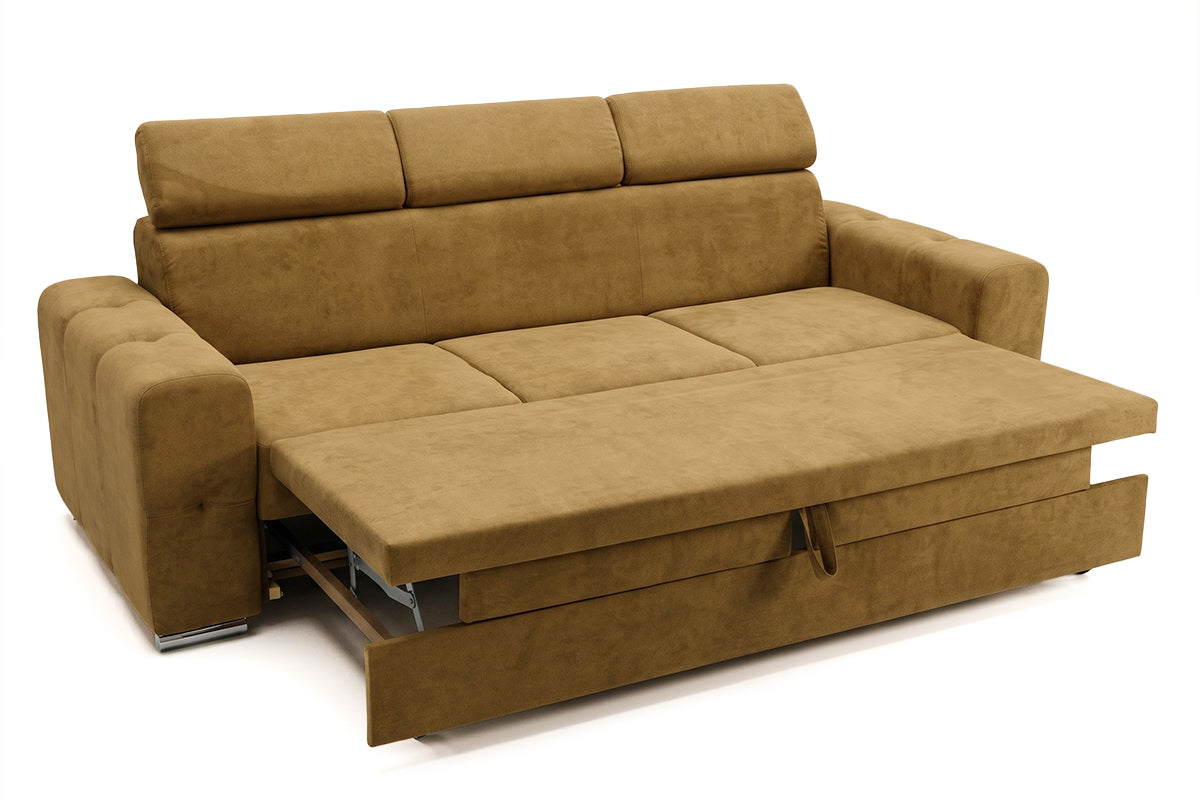 Canapea Extensibilă 3 locuri BELLAGIO, cu tetiere reglabile, 242x95x99 cm, Galben-Olive - Outlet