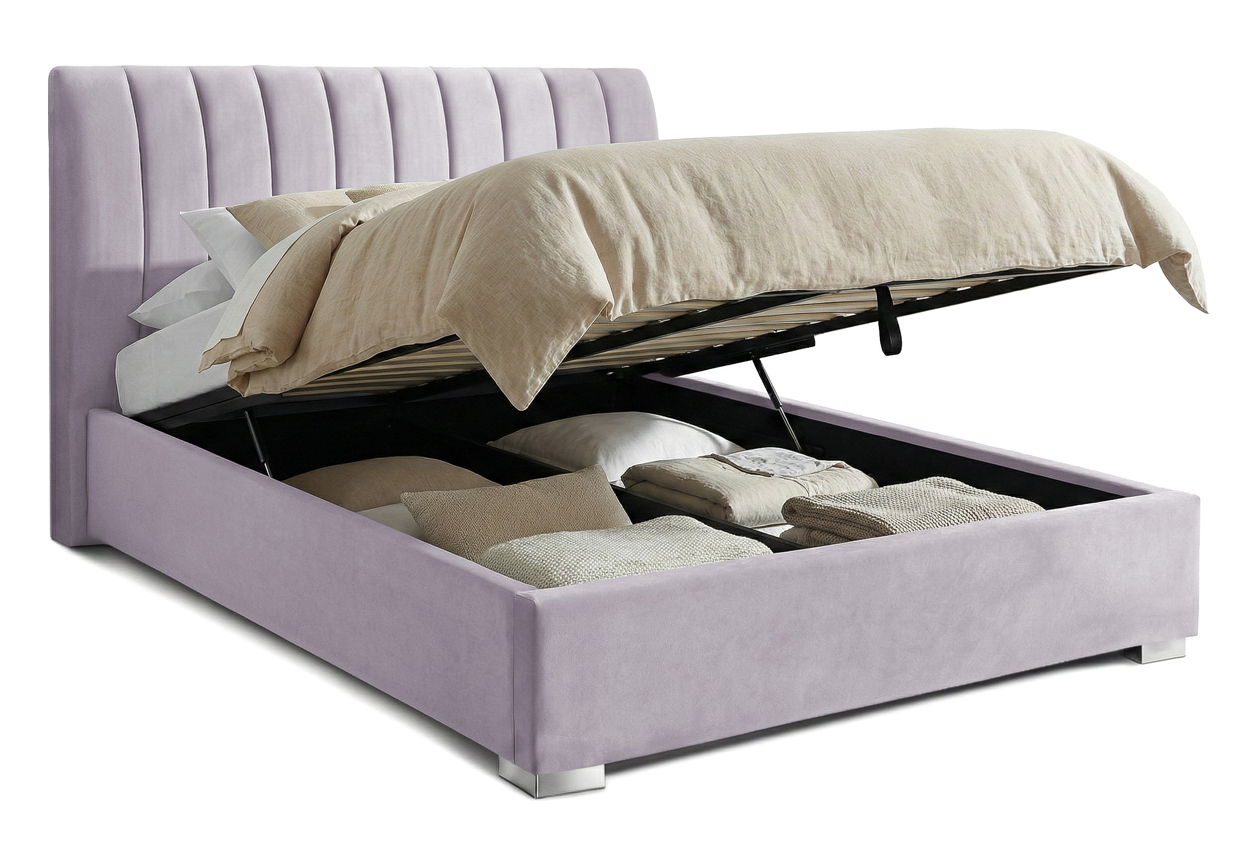 Pat Tapițat Santiago, cu somieră rabatabilă și ladă de depozitare, Prestigehome.ro, Prestige, #Color_swing-violet