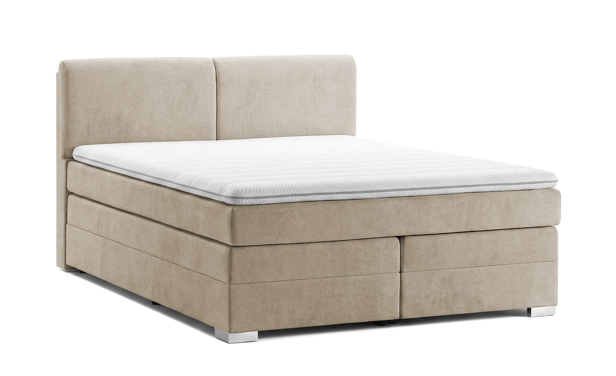 Pat Tapitat Charlotte, cu lada de depozitare, Gri, Prestigehome.ro, Prestige, #Color_bej-enjoy