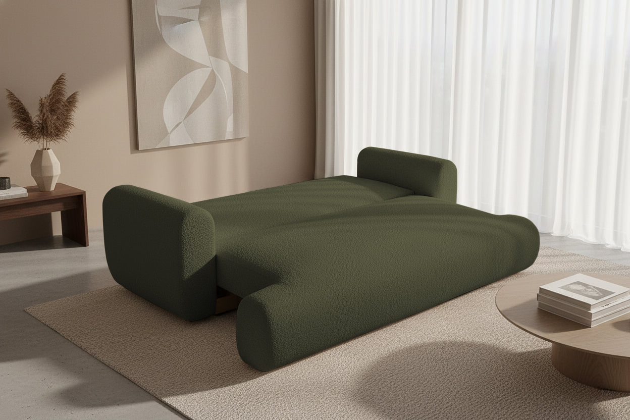 Canapea Extensibilă 3 locuri NOA, cu ladă depozitare, 244x108x80 cm, #color_Verde-Anthology