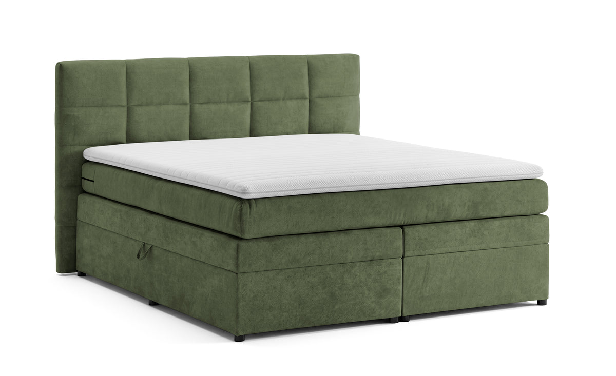 Pat Boxspring Gibson, cu lada de depozitare, Verde, Prestigehome.ro, Prestige, #Color_Verde-Enjoy