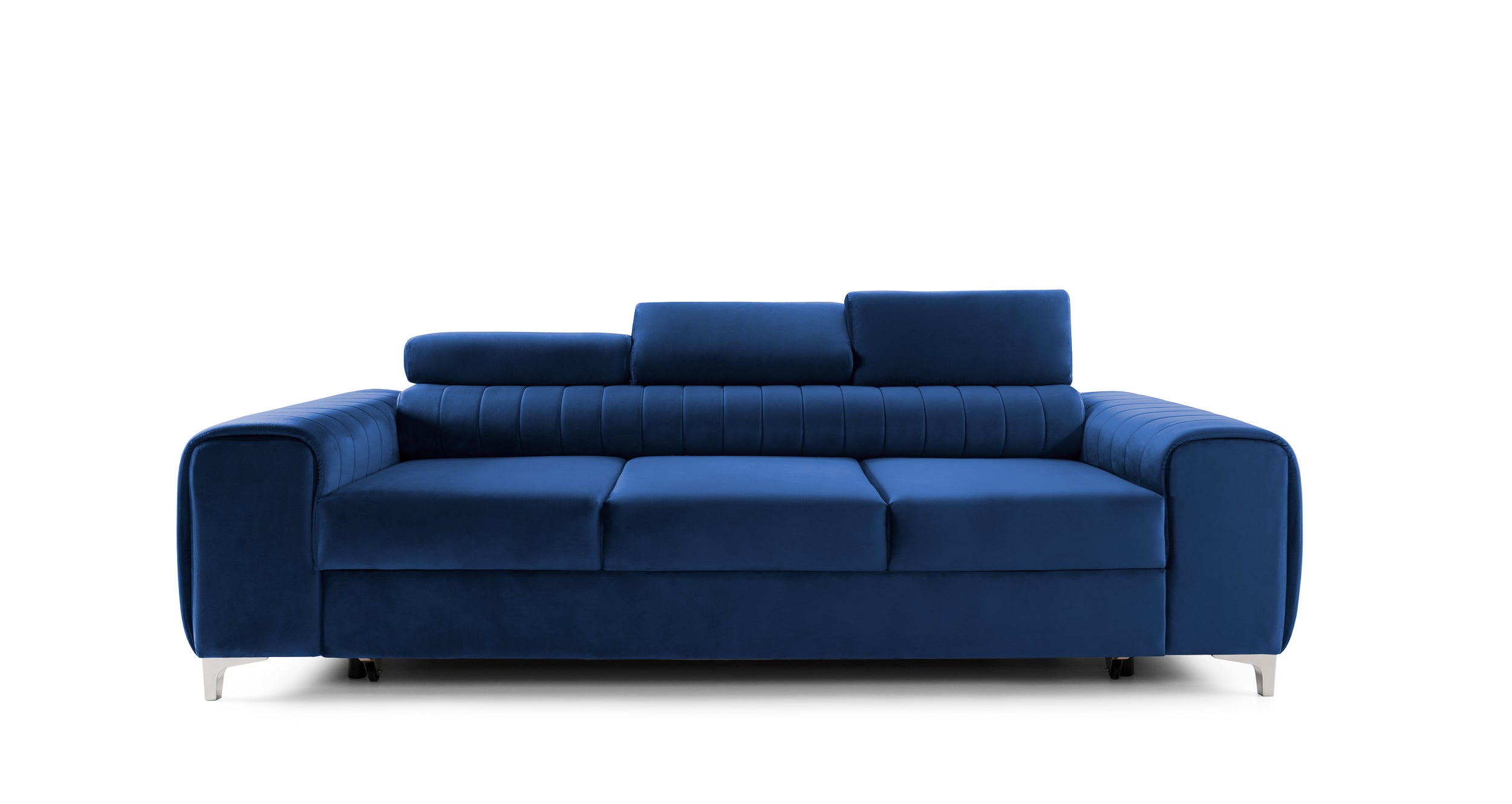Canapea Extensibilă 3 locuri TIME, cu tetiere reglabile, cu suport lombar, 255x97x94 cm #color_Albastru-Velluto