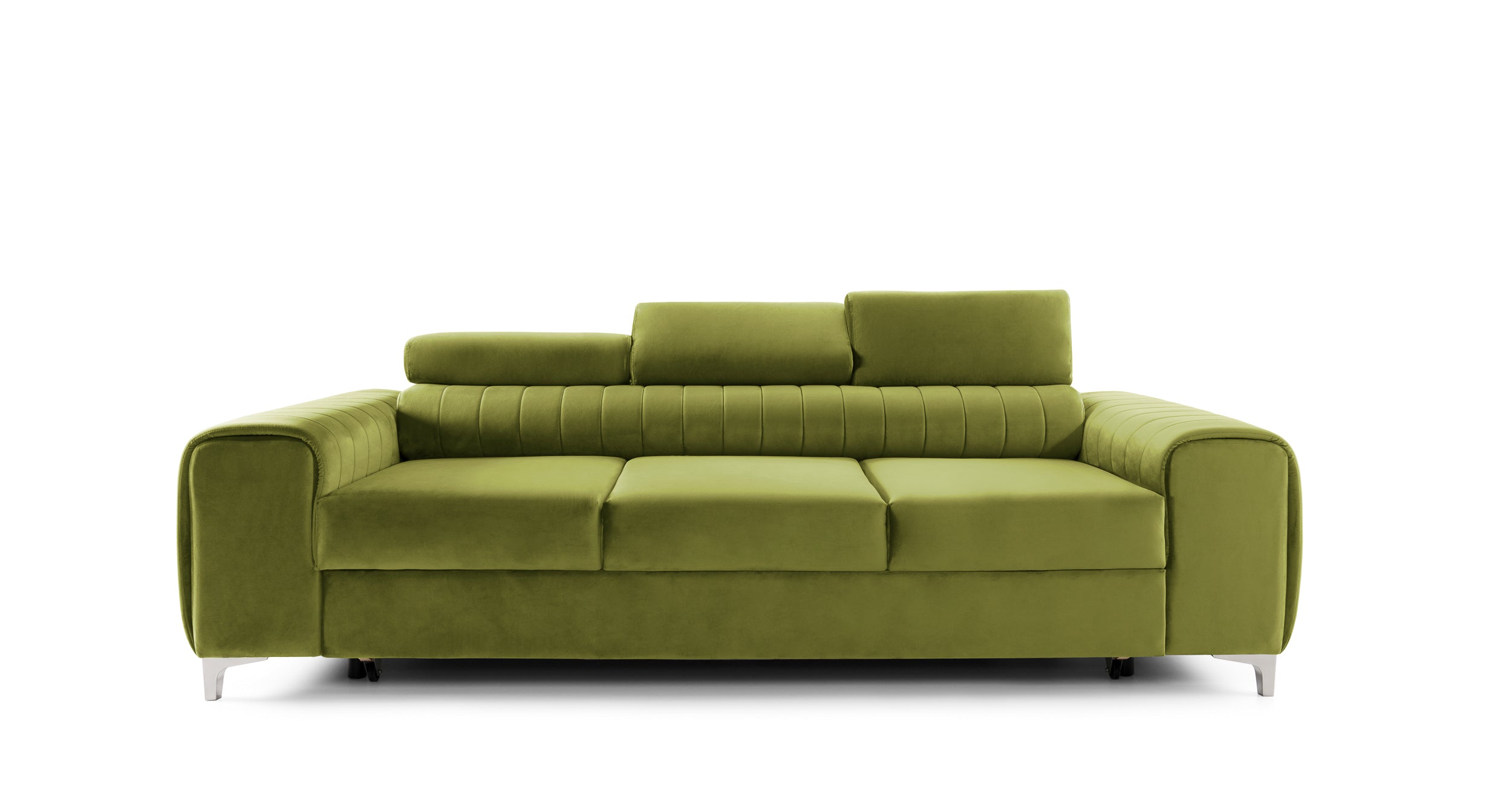 Canapea Extensibilă 3 locuri TIME, cu tetiere reglabile, cu suport lombar, 255x97x94 cm #color_Verde-Olive-Velluto