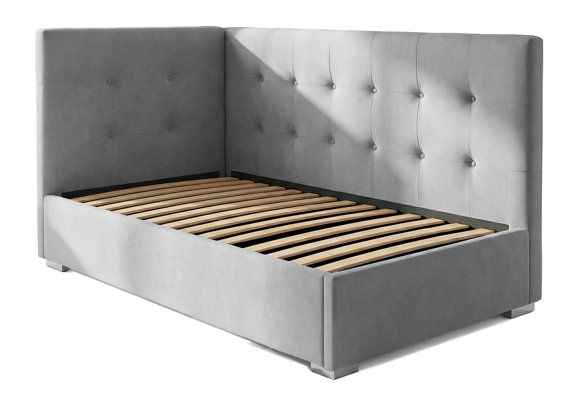 Pat Tapițat Lille de colț, cu somieră rabatabilă și ladă depozitare, #color_Swing-Gri