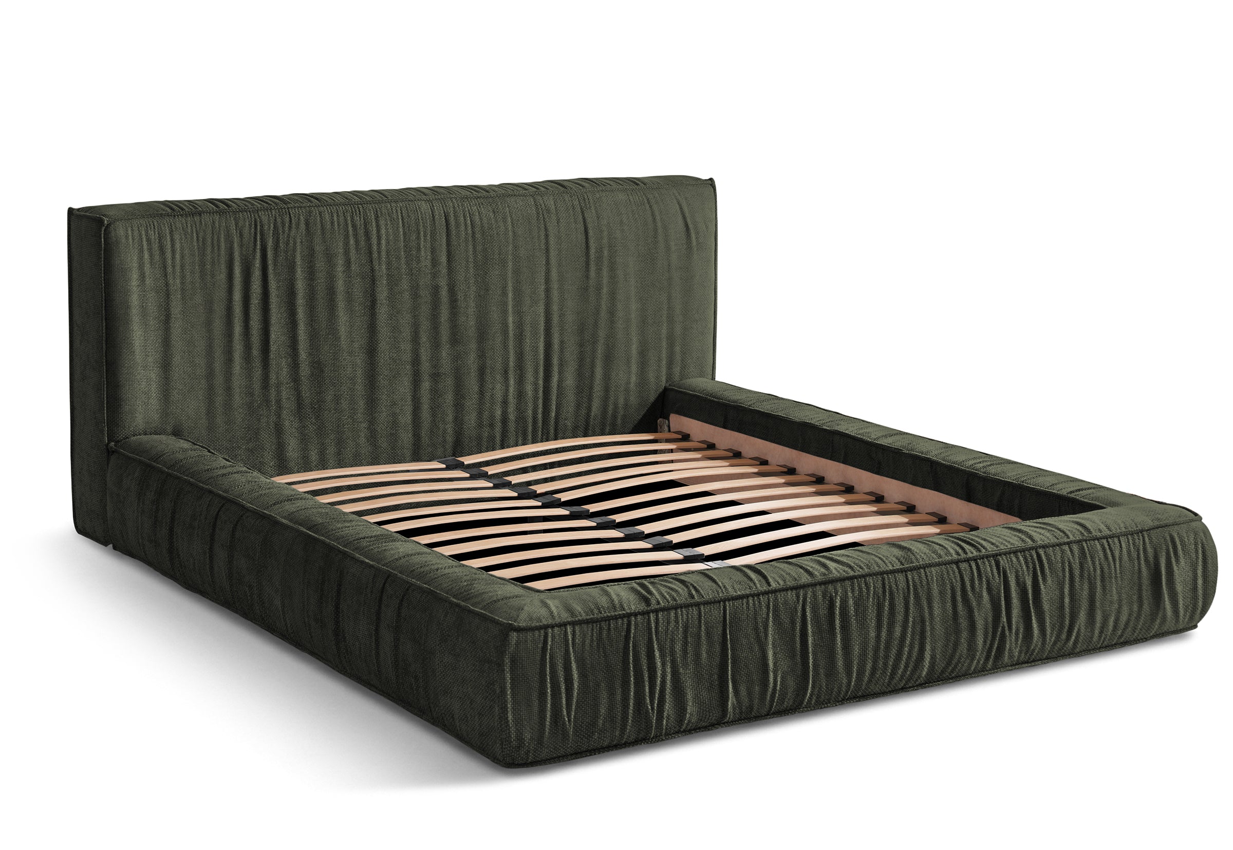 Pat Tapițat Primavara, cu somieră fixă, #color_Verde-Olive-Eden