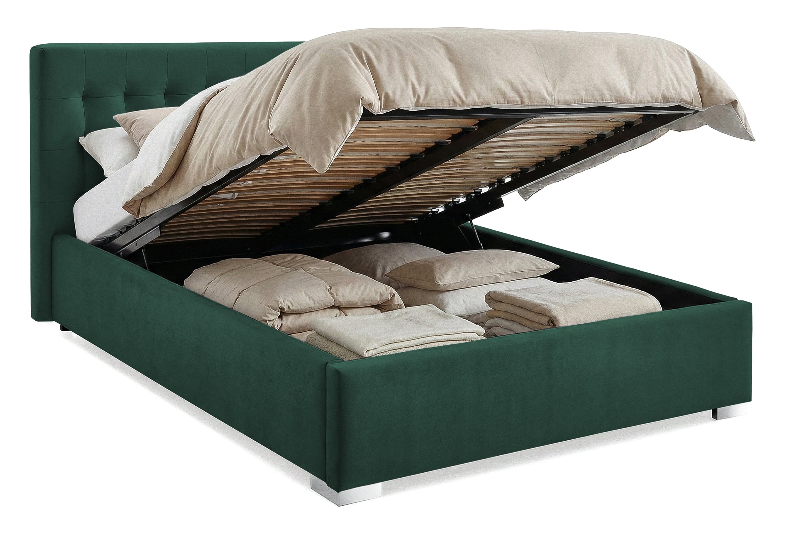 Pat Tapitat Strasbourg, cu Lada Rabatabil, Velur-Menta, Prestigehome.ro, Prestige, #Color_swing-verde