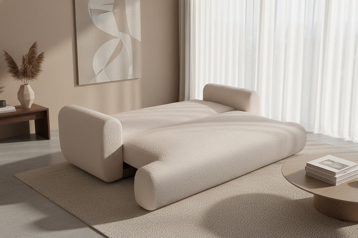 Canapea Extensibilă 3 locuri NOA, cu ladă depozitare, 244x108x80 cm, #color_Crem-Anthology