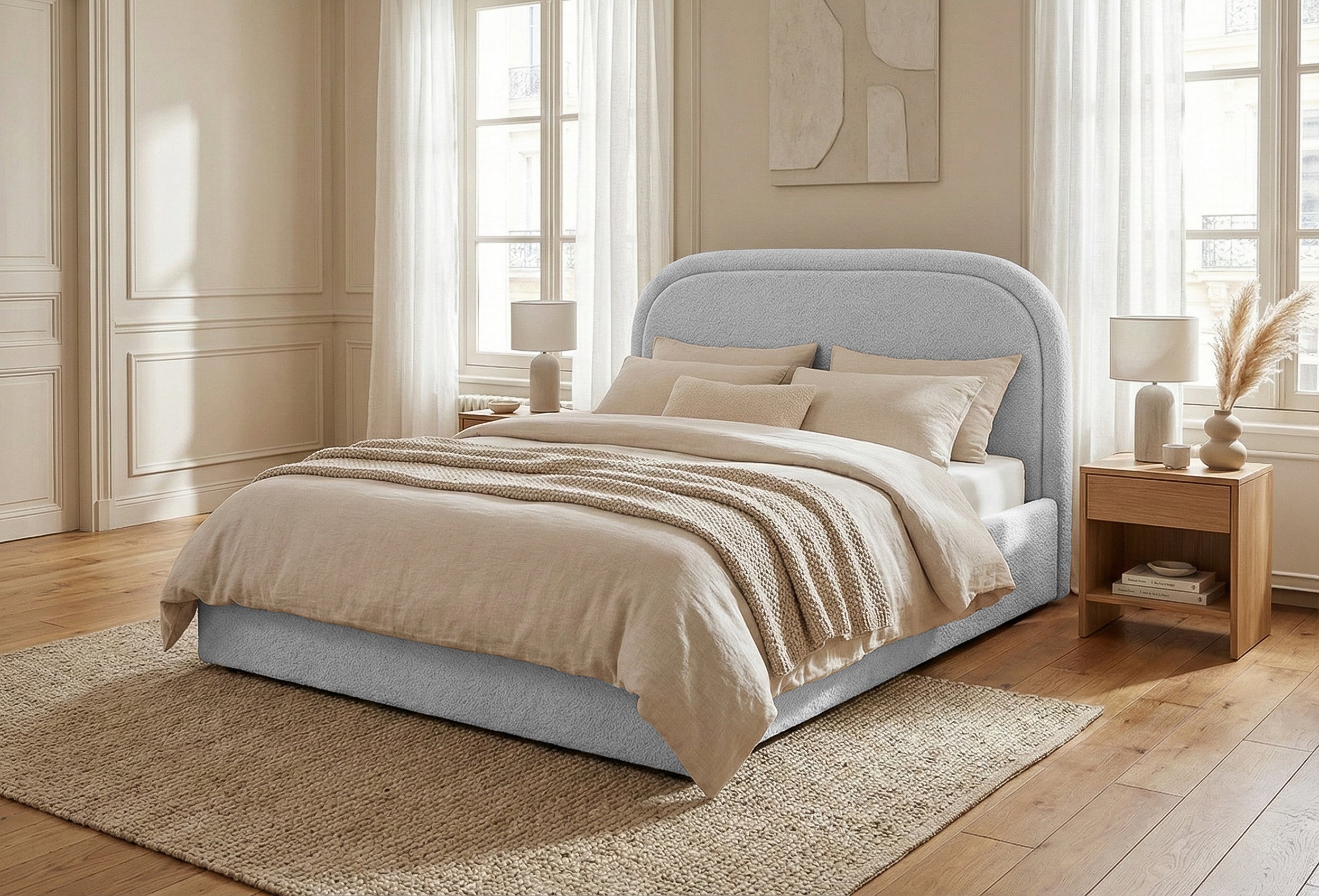 Pat Tapițat Cloud, cu somieră rabatabilă și ladă de depozitare, #color_Anthology-Gri