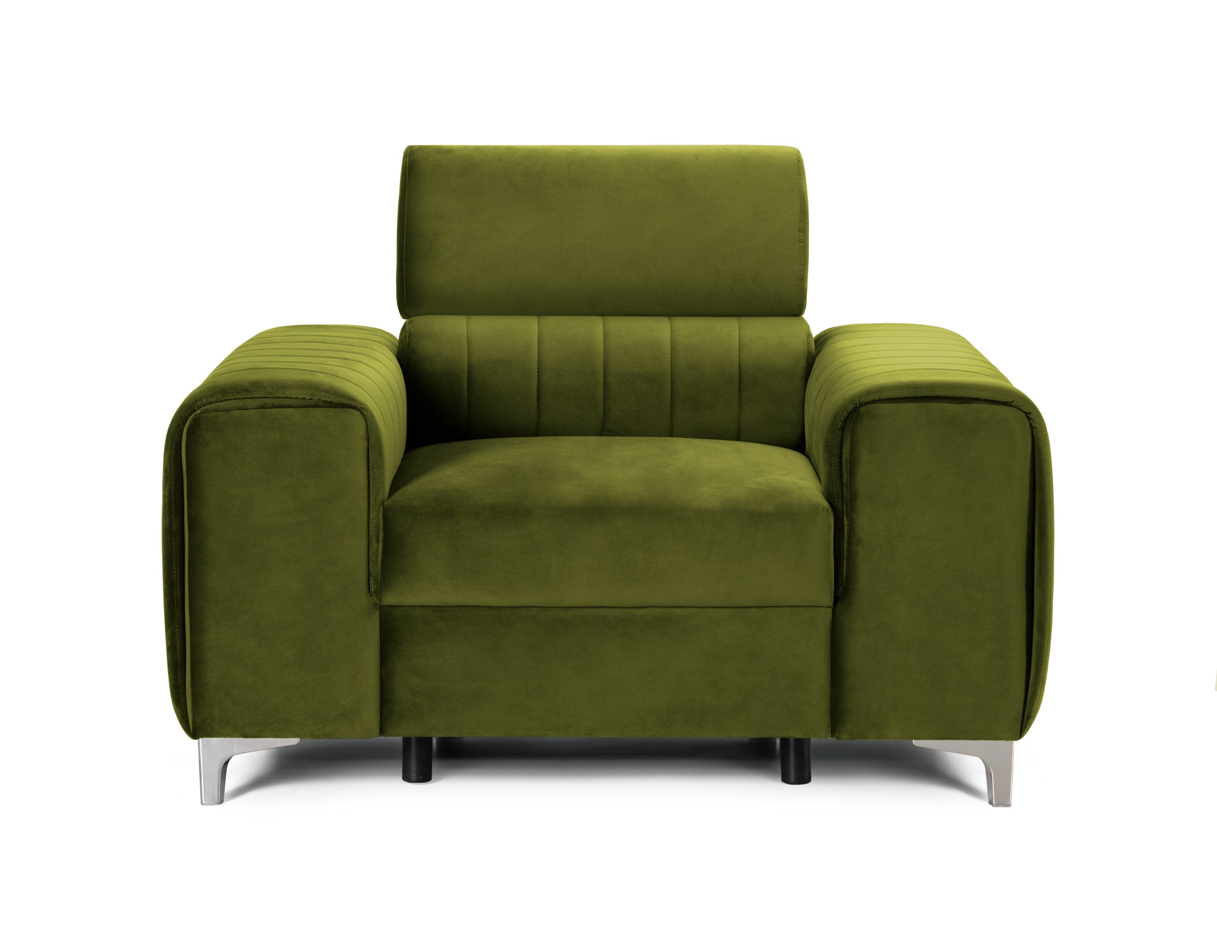 Fotoliu TIME, tetieră reglabilă, suport lombar, 125x97x94 cm, #color_Verde-Olive-Velluto