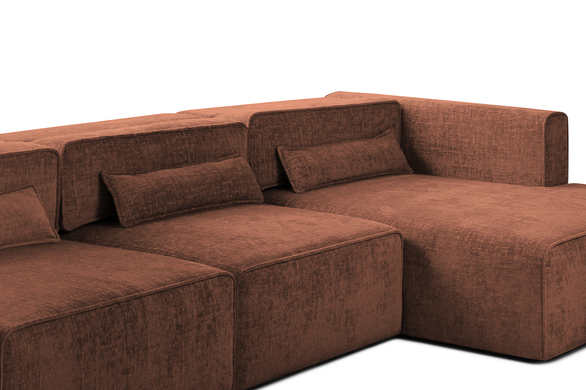 Colțar Extensibil 5 locuri ZANETTO, cu ladă de depozitare, 340x160x70 cm, #color_Bordeaux-Onyx
