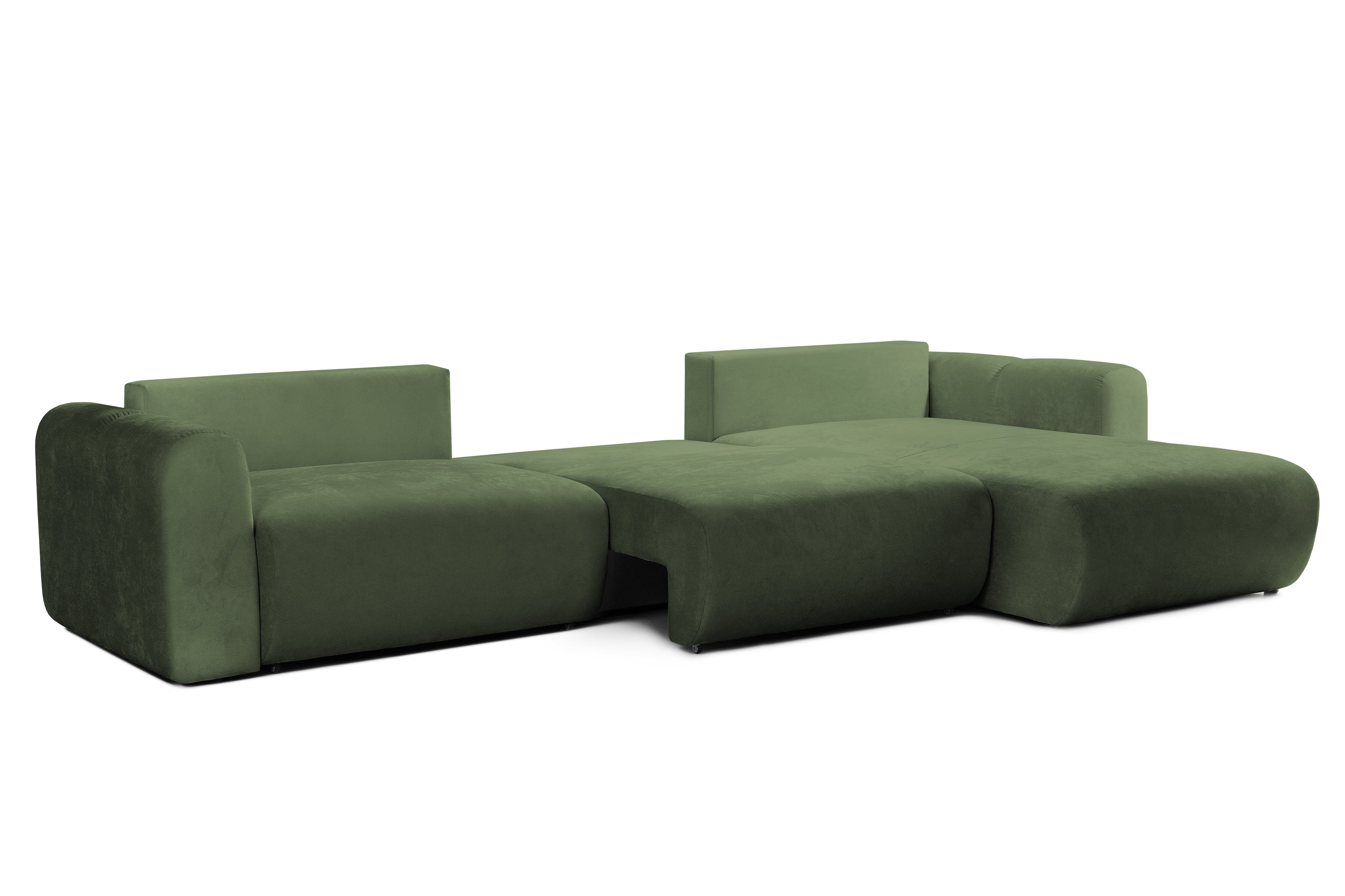 Colțar Extensibil GEORGIA, cu 2 lăzi depozitare, șezlong interschimbabil, 348x190x87 cm, #color_Verde-Havana