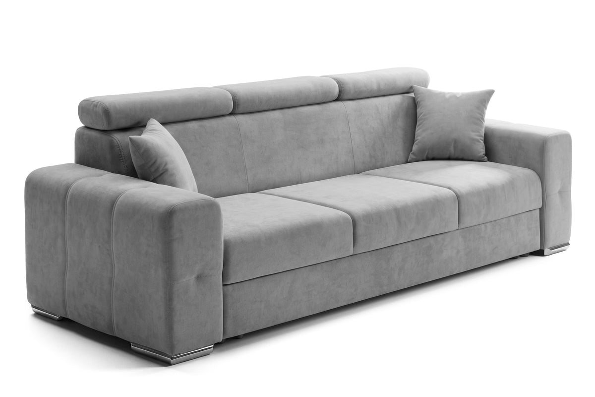 Canapea Extensibila 3 locuri BELLAGIO, cu tetiere, 235x95x85 cm - Prestigehome.ro - Canapea 3 Locuri - Prestige - #color_Gri-Deschis-Enjoy