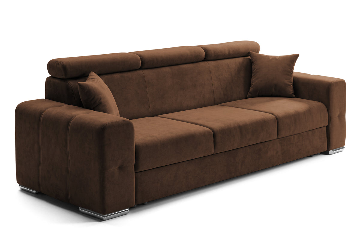 Canapea Extensibila 3 locuri BELLAGIO, cu tetiere, 235x95x85 cm - Prestigehome.ro - Canapea 3 Locuri - Prestige - #color_maro-enjoy