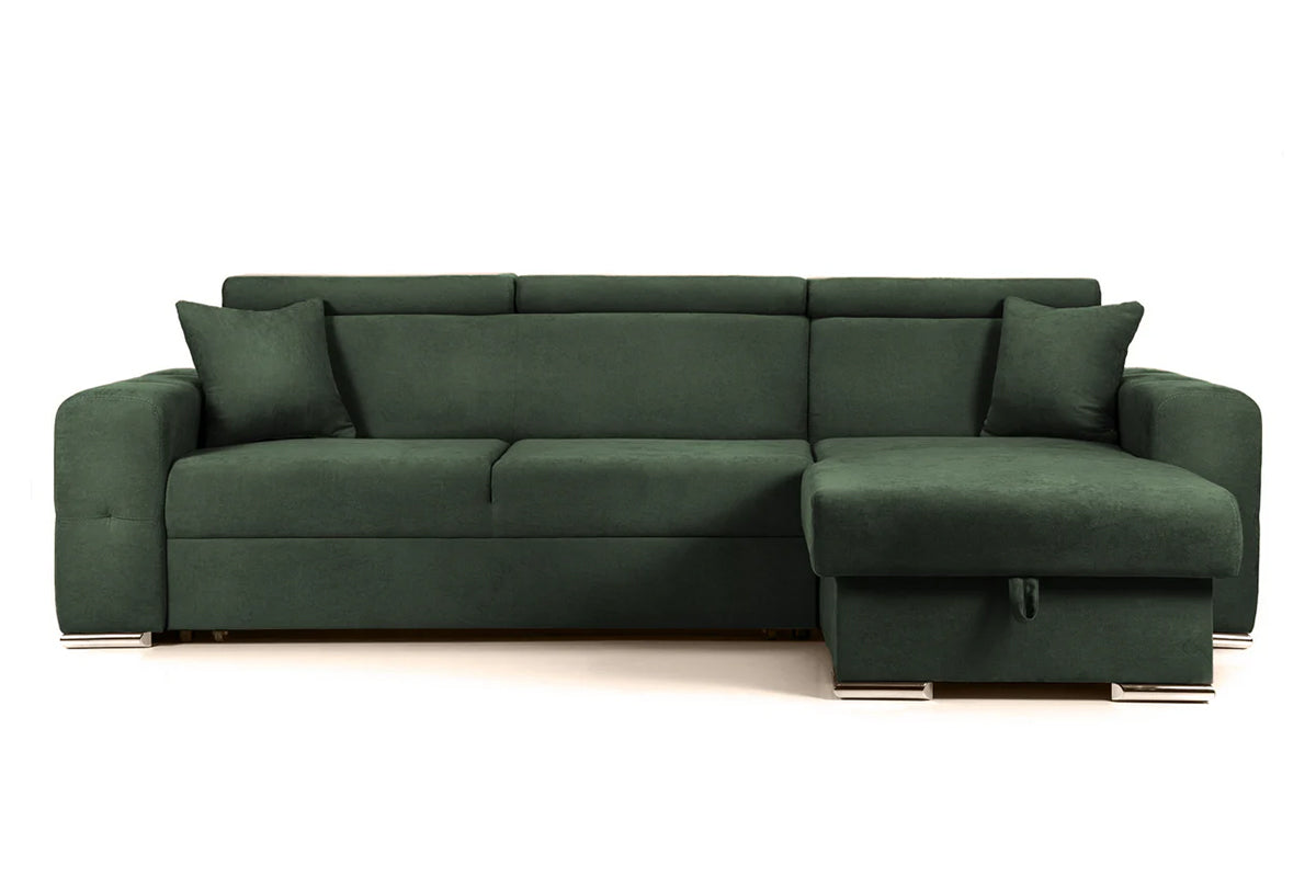 Coltar Extensibil BELLAGIO, sezlong interschimbabil, cu lada de depozitare, cu tetiere, 275x170x85 cm - Prestigehome.ro - Coltare - Prestige - #color_Verde-Enjoy