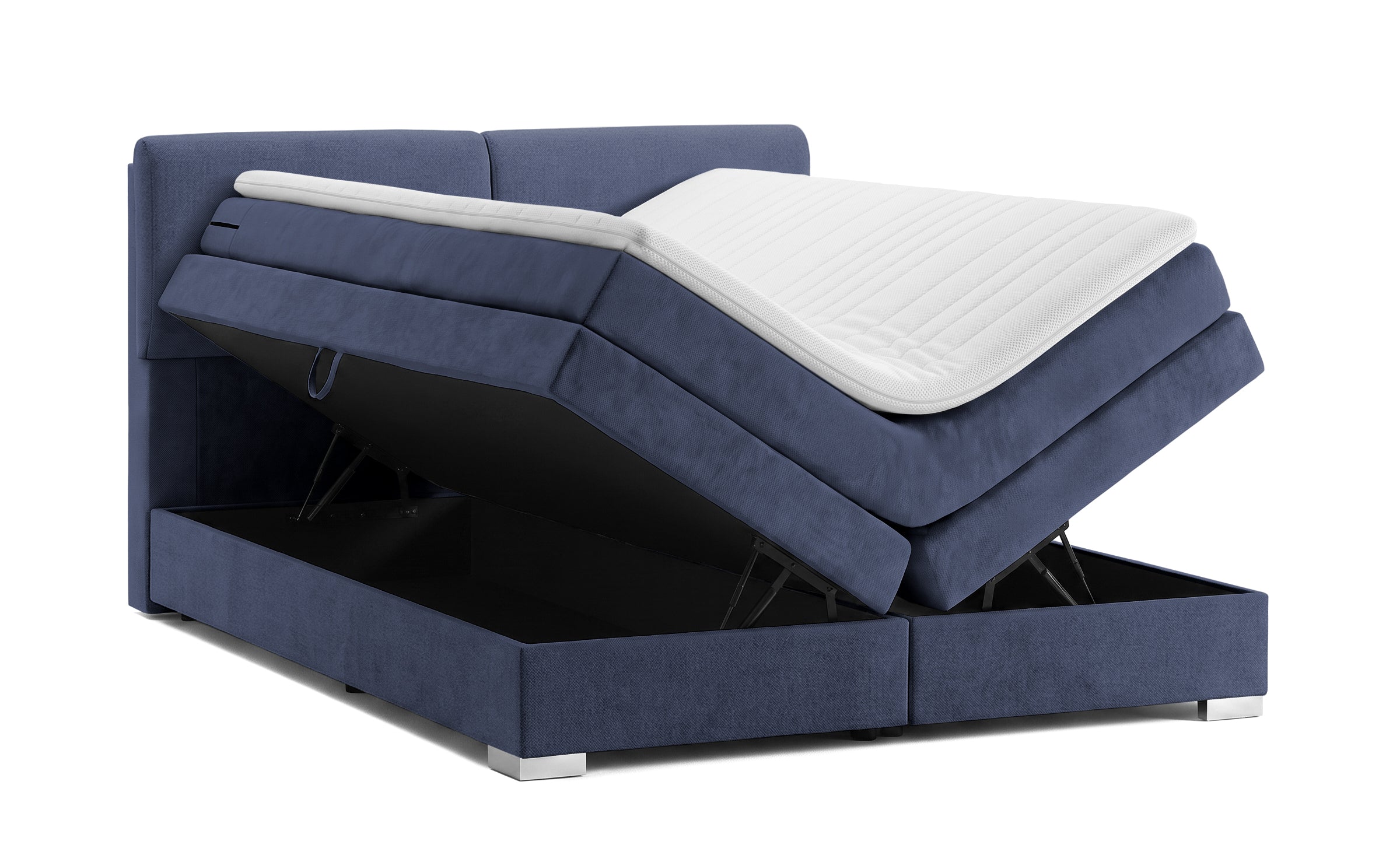 Pat Tapitat Charlotte, cu lada de depozitare, Gri, Prestigehome.ro, Prestige, #Color_Albastru-Inchis-Enjoy