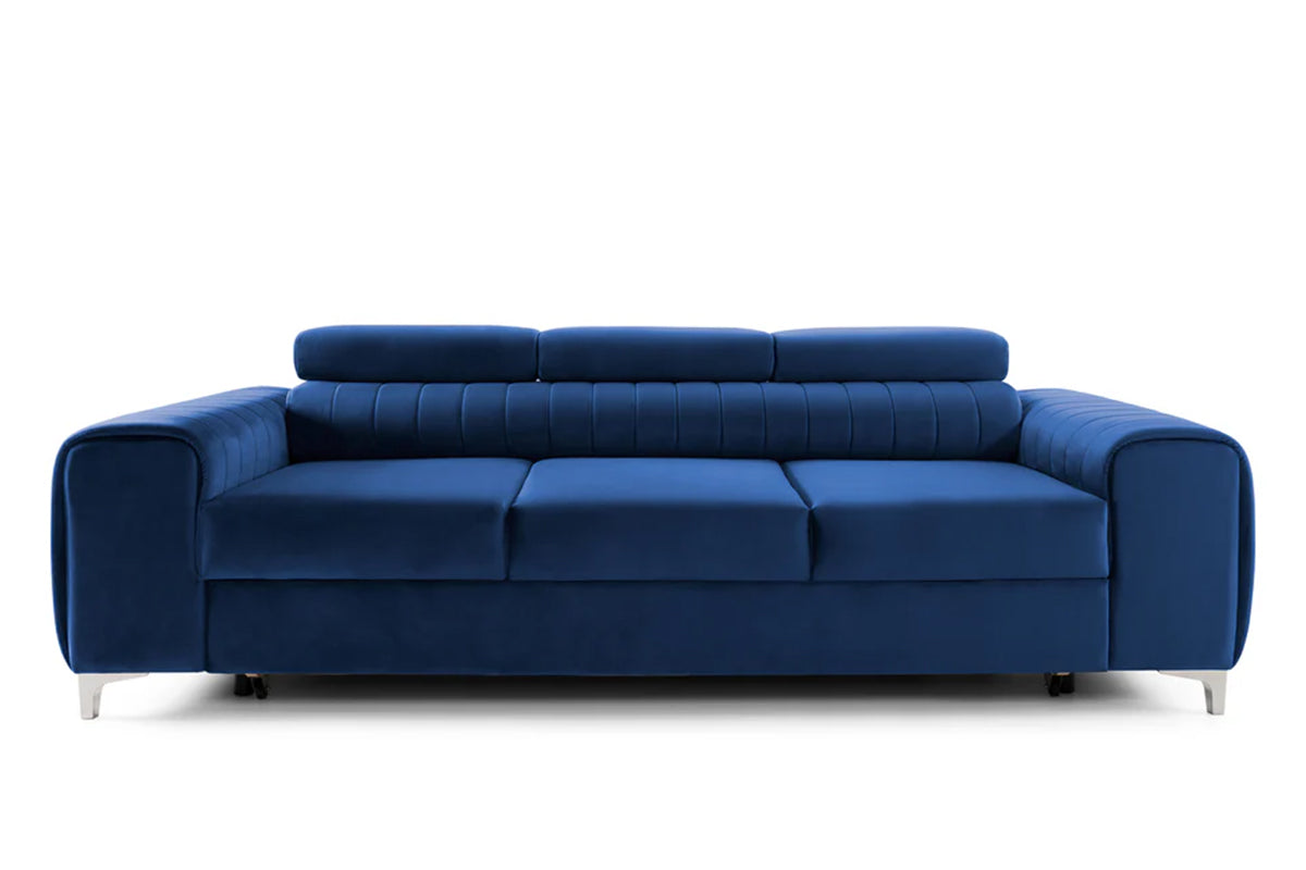 Canapea Extensibilă 3 locuri TIME, cu tetiere reglabile, cu suport lombar, 255x97x94 cm #color_Albastru-Velluto