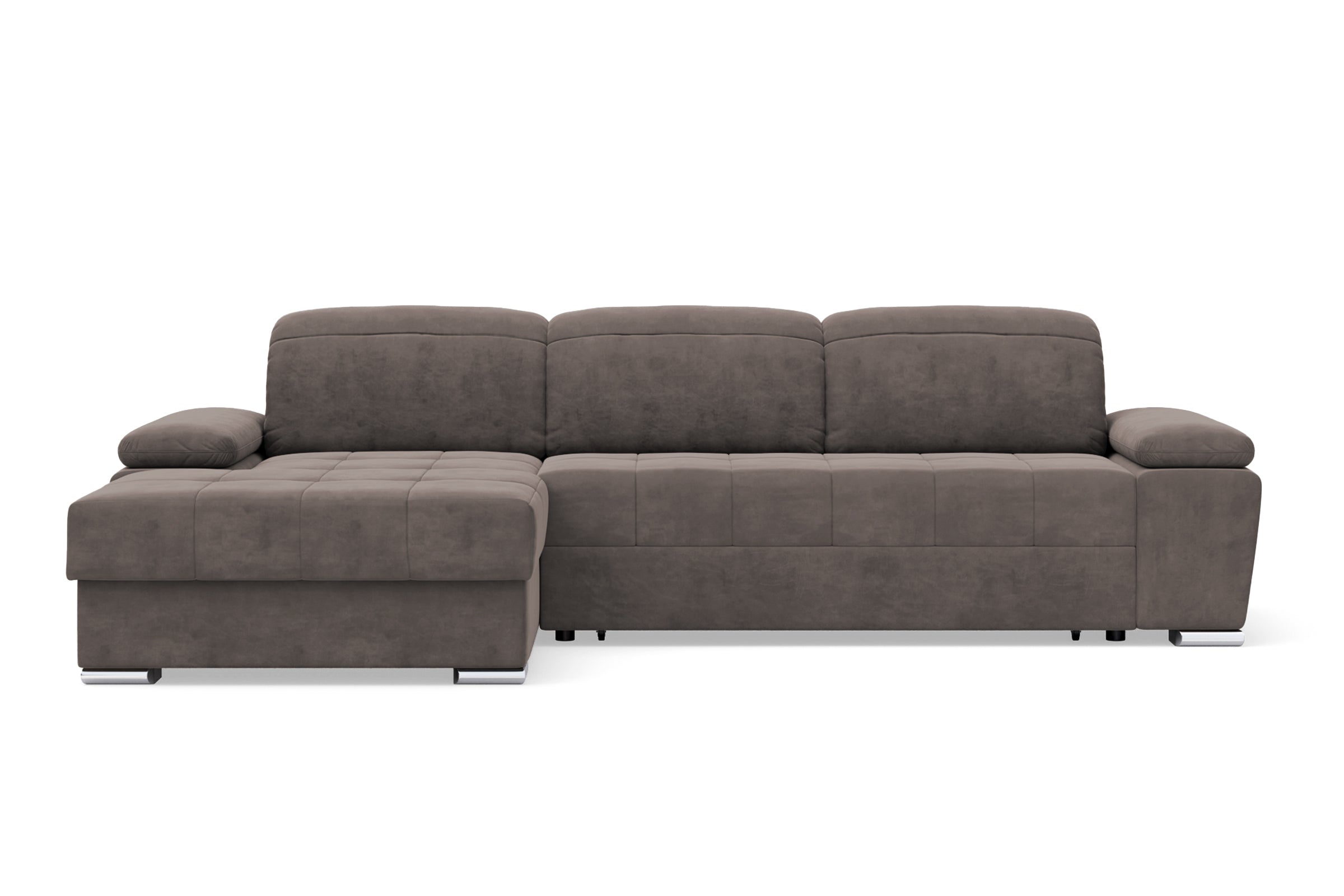 Colțar Extensibil TRENDY, cu ladă de depozitare, cu tetiere reglabile, varianta pe stânga, 295x170x105 cm, taupe
