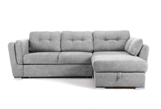 Colțar Extensibil JAZZ, cu ladă depozitare,  245 x 205 x 90 cm, #color_Gri-deschis-enjoy