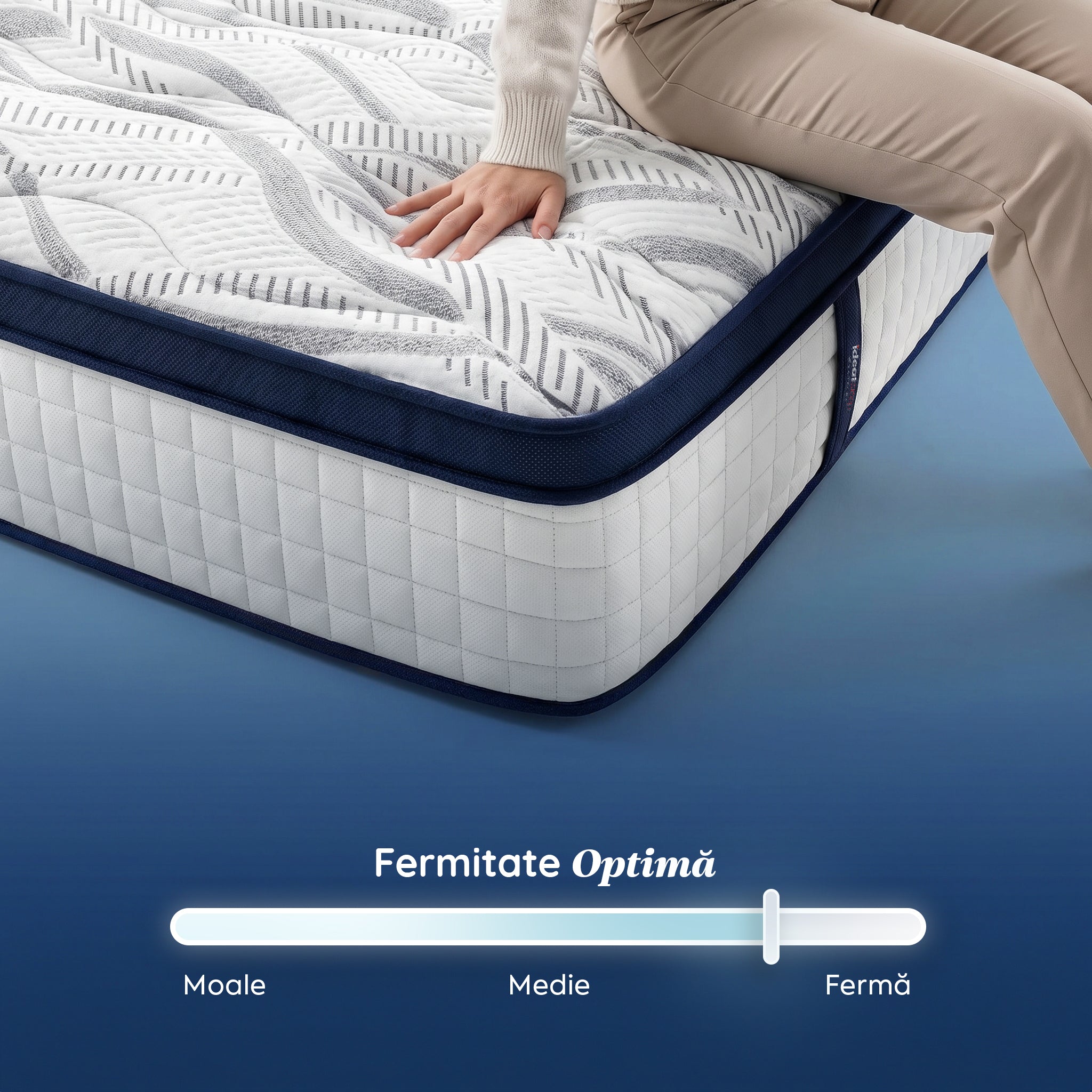 Saltea Ideal Sleep HOTEL SERIES CALIFORNIA LUX MEMORY, Arcuri Bonell, spumă poliuretanică elastică, spumă cu memorie, husă cu aerisire optimă, superortopedică, Grosime 28 cm