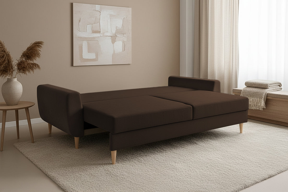 Canapea Extensibila 3 locuri HELSINKI, cu lada de depozitare, 225x100x90 cm, Bej - Prestigehome.ro - Canapea 3 Locuri - Prestige - #color_maro-enjoy