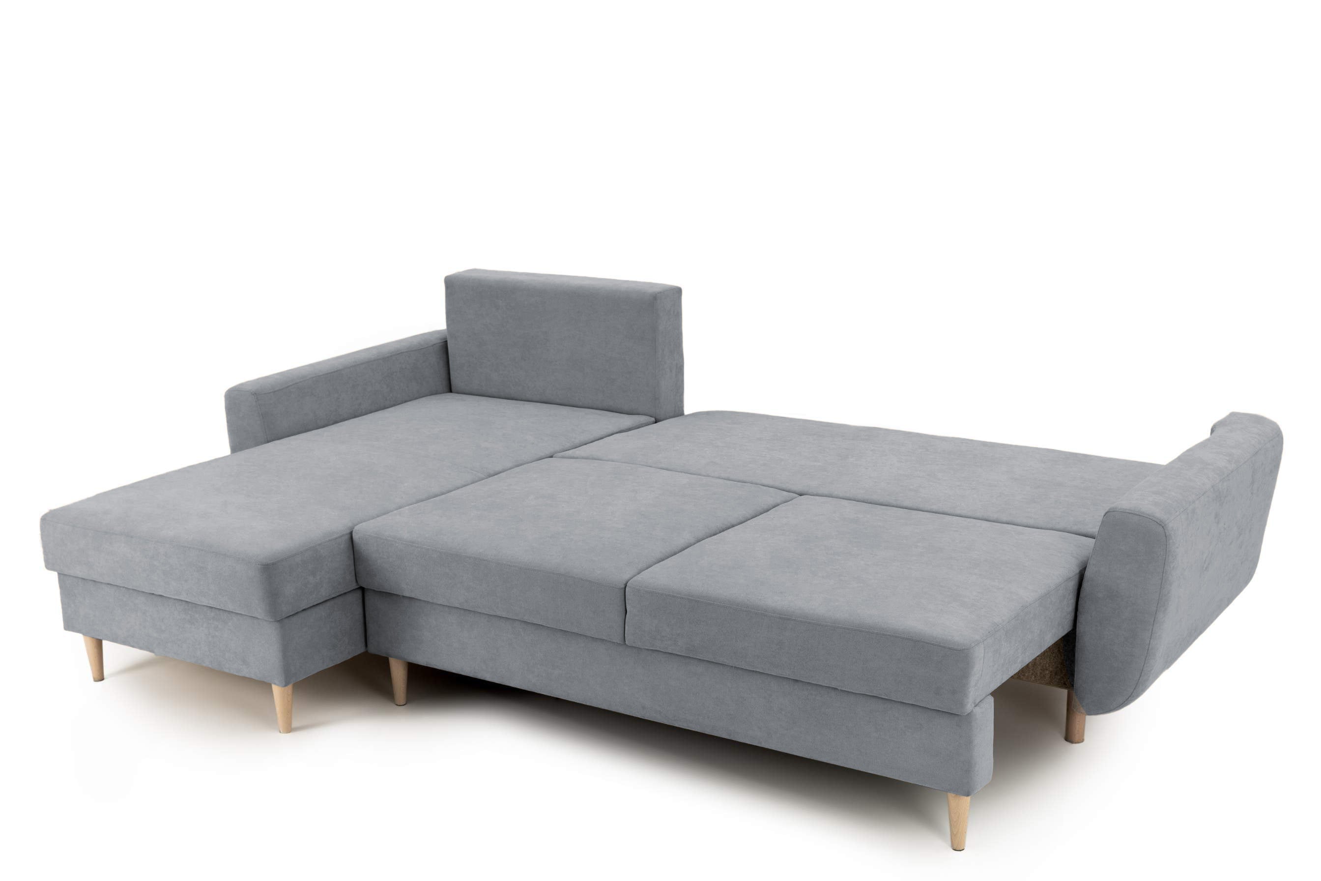 Colțar Extensibil HELSINKI, cu ladă de depozitare, varianta stânga, 261x166x82 cm, gri - Outlet