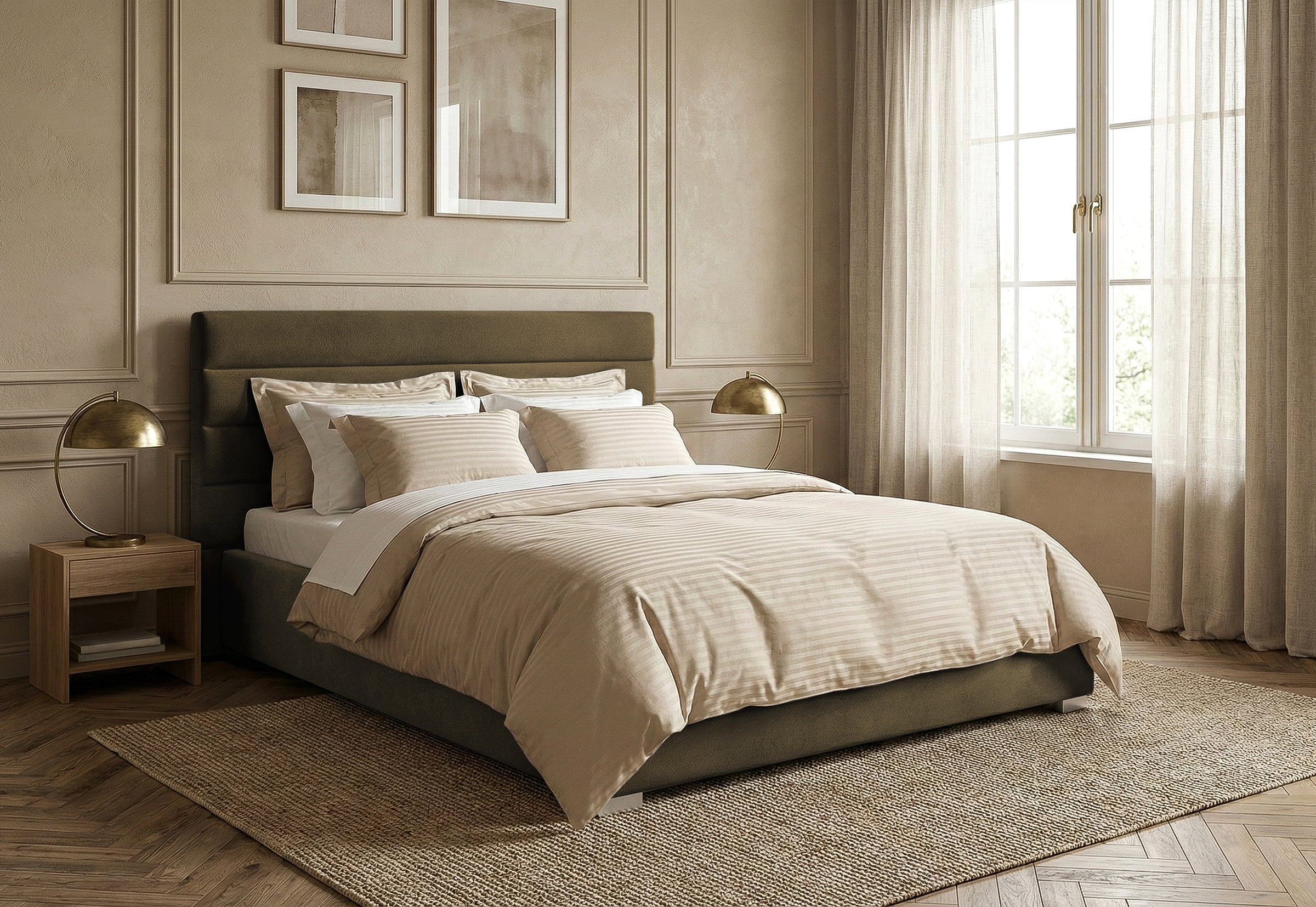 Pat Tapițat DIESIS , cu somieră rabatabilă și ladă de depozitare, #color_Verde-Olive-Mystery