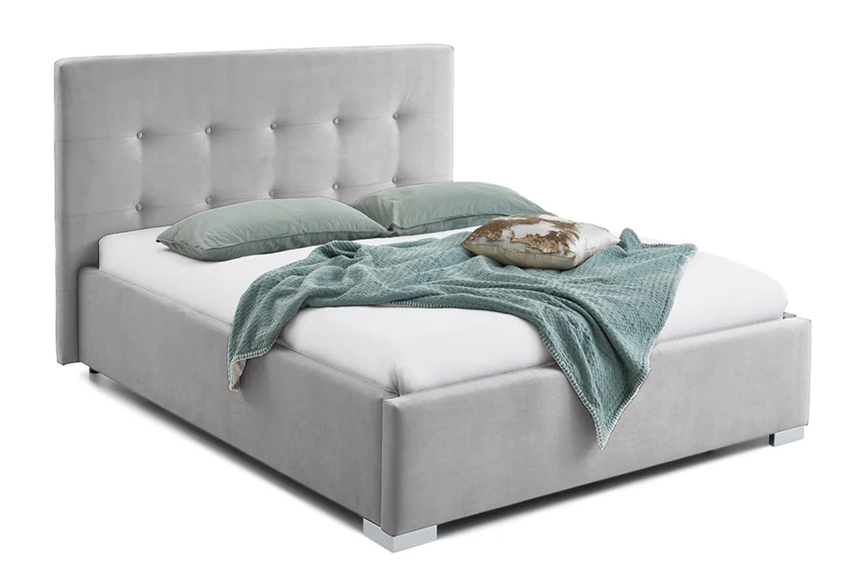 Pat Tapițat Lille, cu somieră rabatabilă și ladă de depozitare