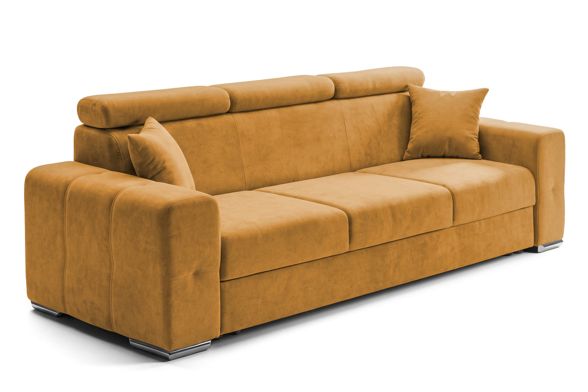 Canapea Extensibila 3 locuri BELLAGIO, cu tetiere, 235x95x85 cm - Prestigehome.ro - Canapea 3 Locuri - Prestige - #color_Mango-Enjoy