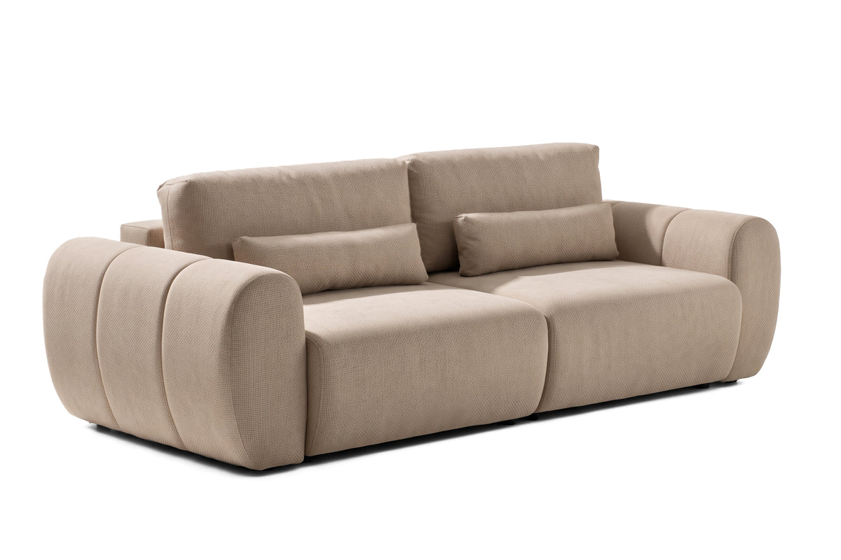 Canapea Extensibilă 3 locuri VERSA, cu 2 lăzi depozitare, 260x110x85 cm, #color_Bej-Loft
