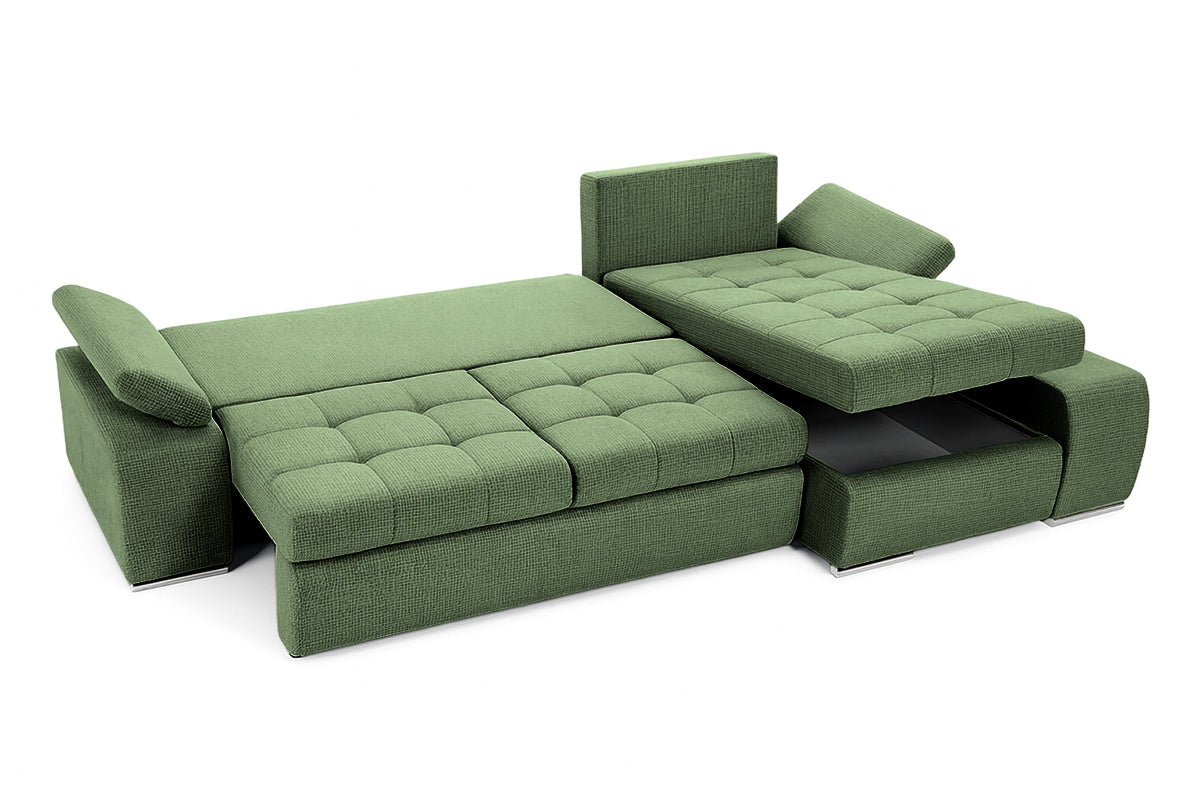 Colțar Extensibil VENETIA, cu ladă de depozitare, variante stânga/dreapta 290x170x80 cm, #color_Verde-Memphis