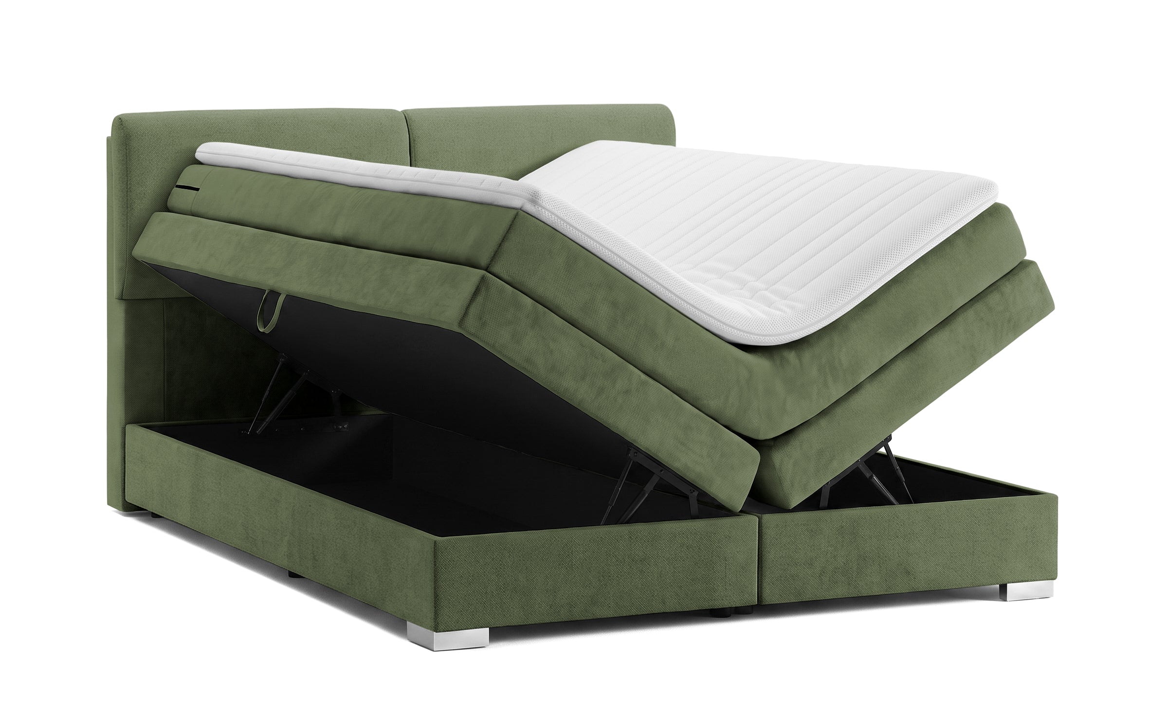 Pat Tapitat Charlotte, cu lada de depozitare, Gri, Prestigehome.ro, Prestige, #Color_Verde-Enjoy
