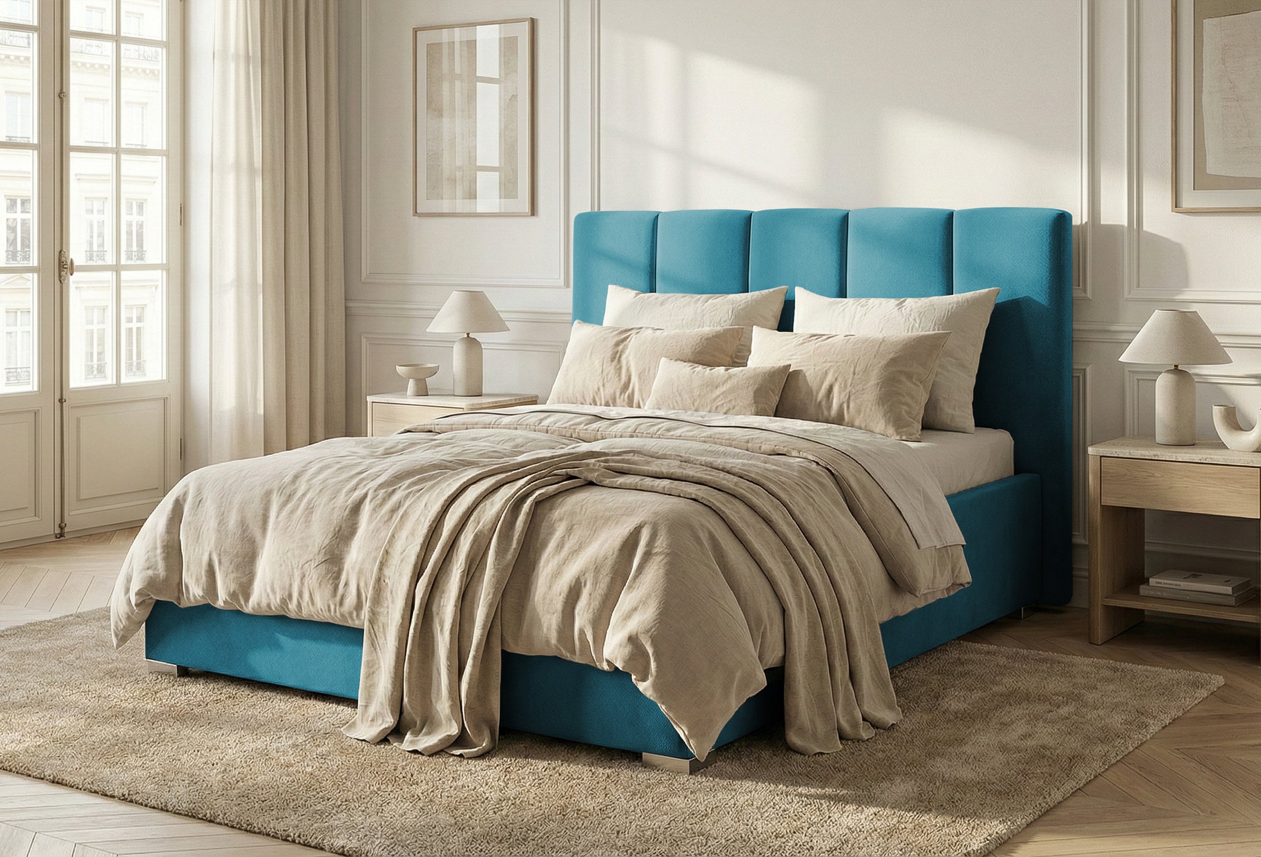 Pat Tapitat Luna, cu Lada Rabatabil, Prestigehome.ro, Prestige, #color_swing-turcoaz