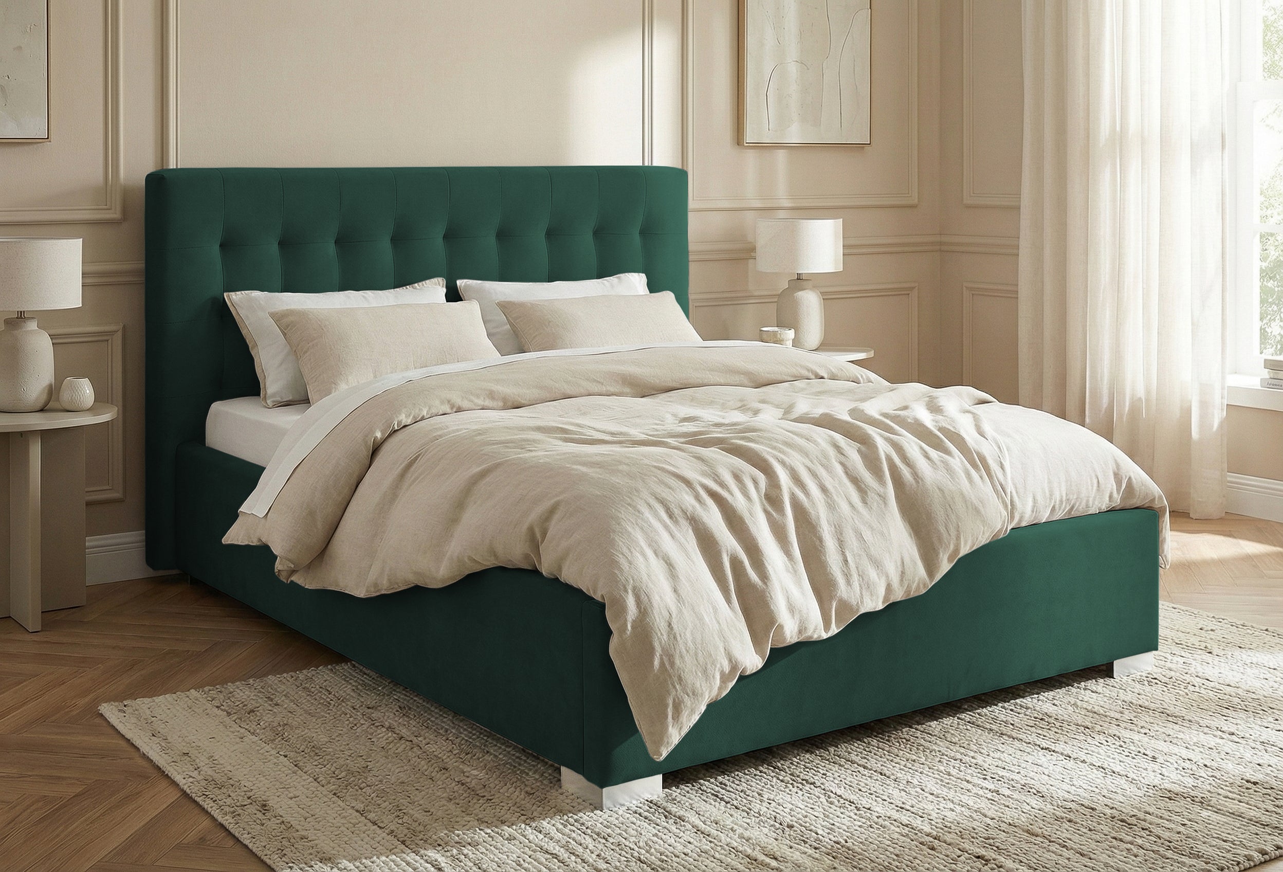 Pat Tapitat Strasbourg, cu Lada Rabatabil, Velur-Menta, Prestigehome.ro, Prestige, #Color_swing-verde