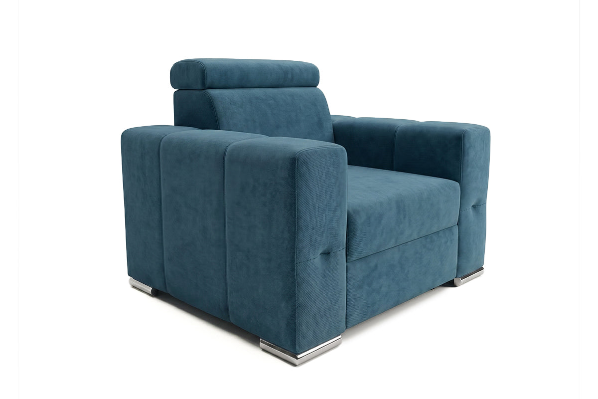 Fotoliu BELLAGIO, cu Tetier reglabil 105x96x86 cm, Albastru Denim, Outlet