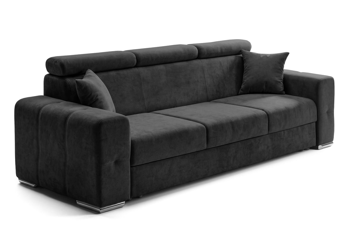 Canapea Extensibila 3 locuri BELLAGIO, cu tetiere, 235x95x85 cm - Prestigehome.ro - Canapea 3 Locuri - Prestige - #color_negru-enjoy