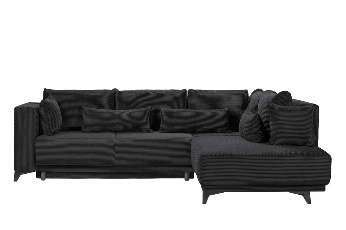 Colțar Extensibil NOMAD, cu ladă de depozitare, variante stânga/dreapta 280x215x90 cm, Prestigehome.ro, #color_Negru-Zoom