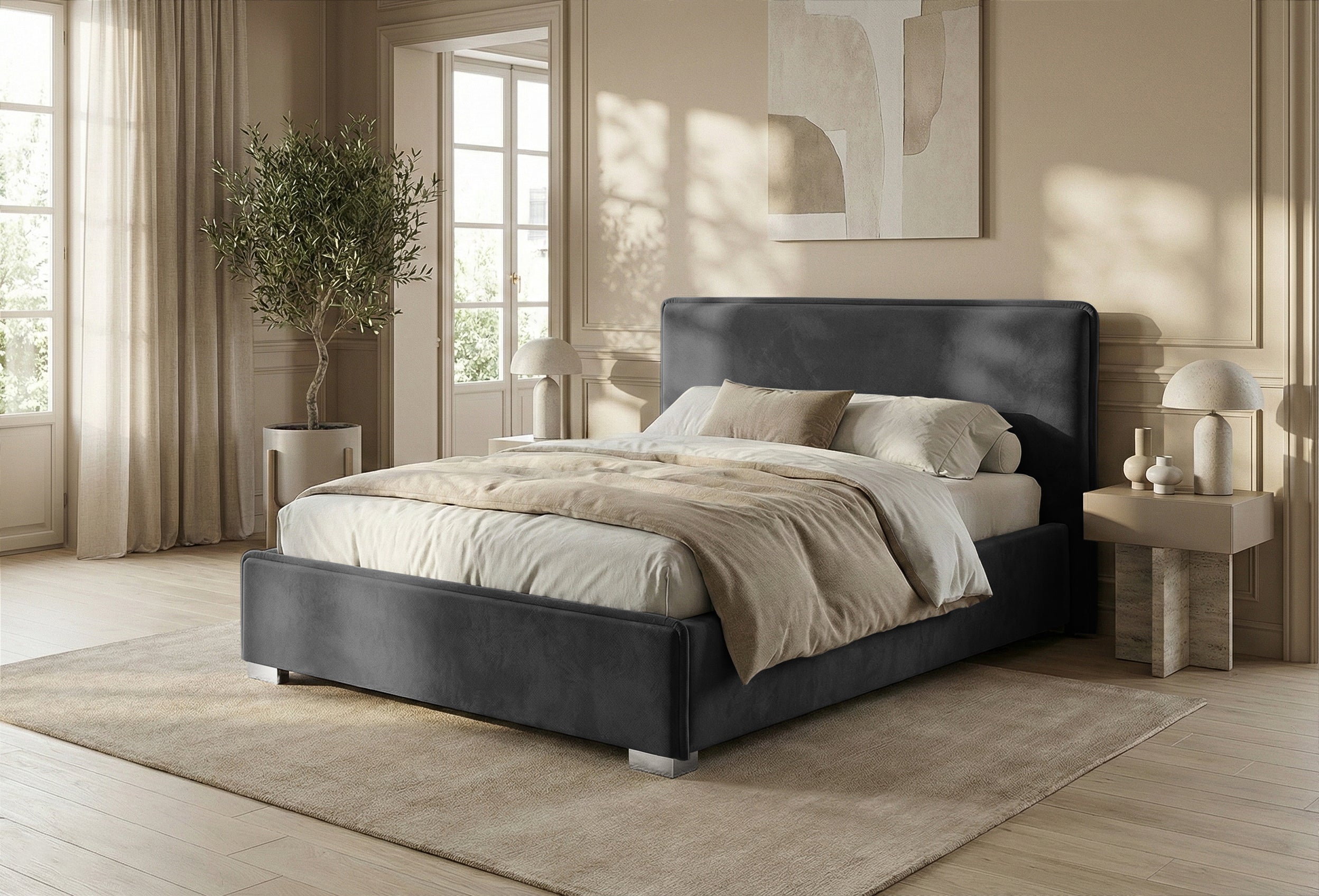 Pat Tapitat Nice, cu Lada Rabatabil, Velur-Verde-Smarald, Prestigehome.ro, Prestige, #Color_swing-antracit